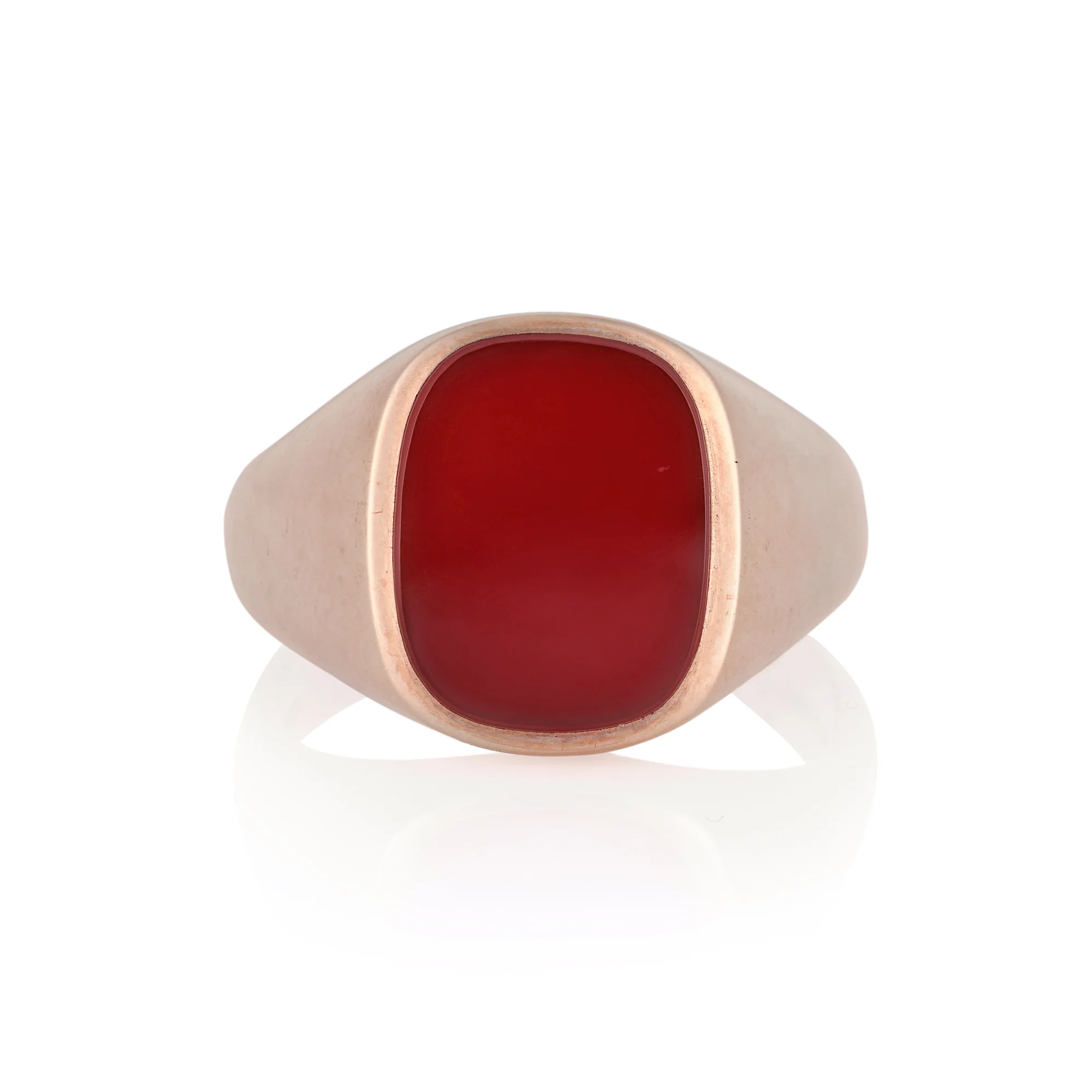 15 x 12mm Cushion Shaped Carnelian Signet Ring - Image 3