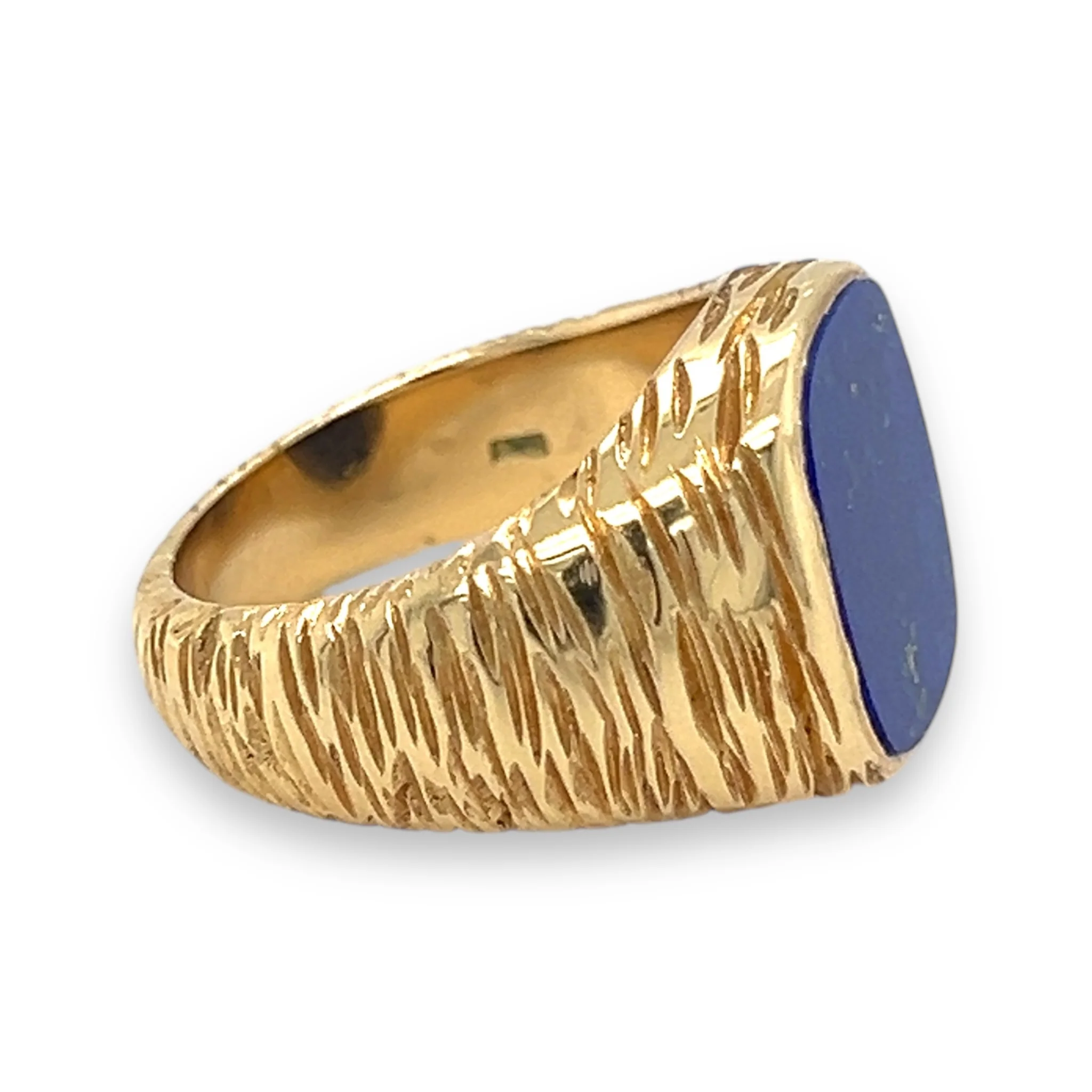 18ct Gold Bark Effect Signet Ring - Image 2