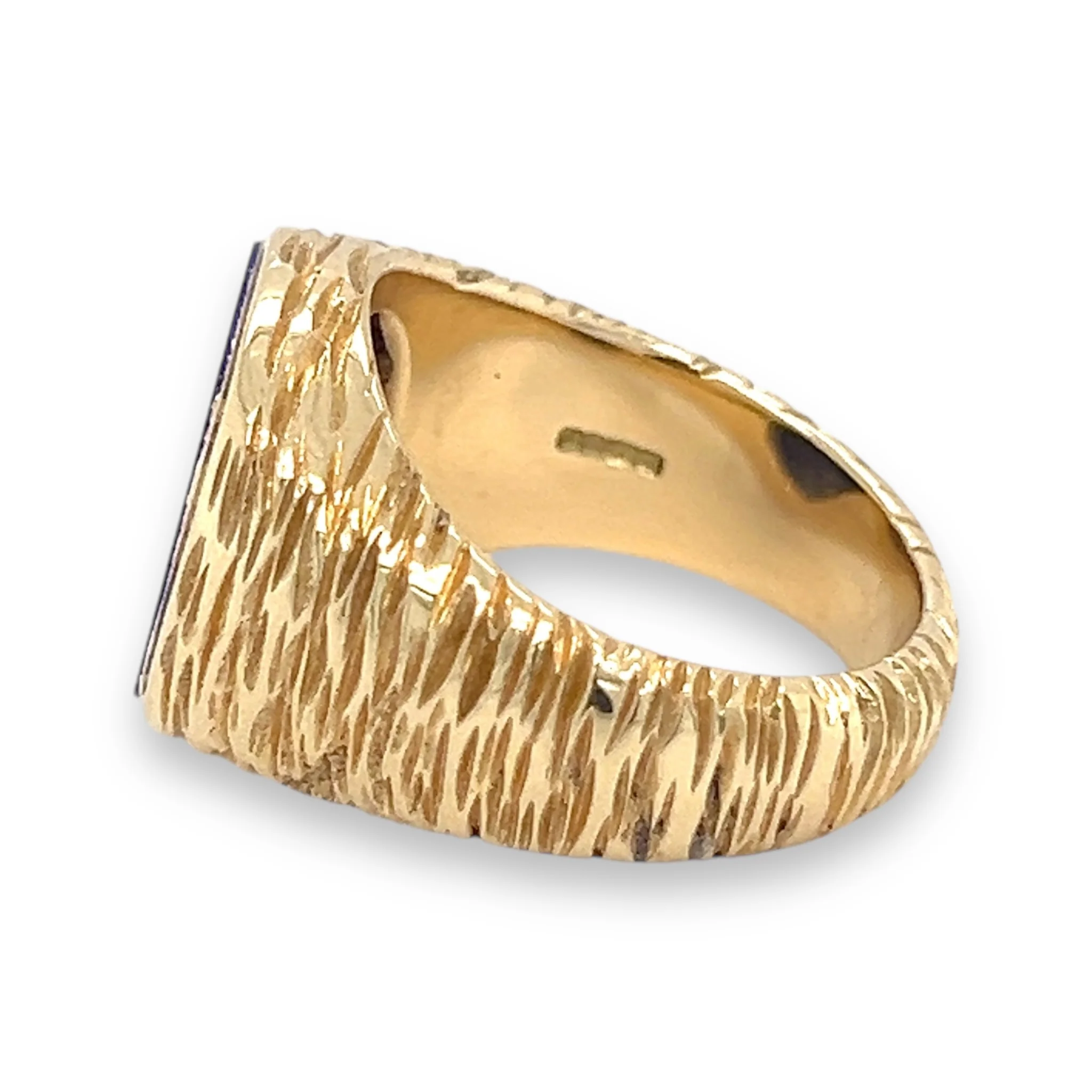 18ct Gold Bark Effect Signet Ring - Image 3