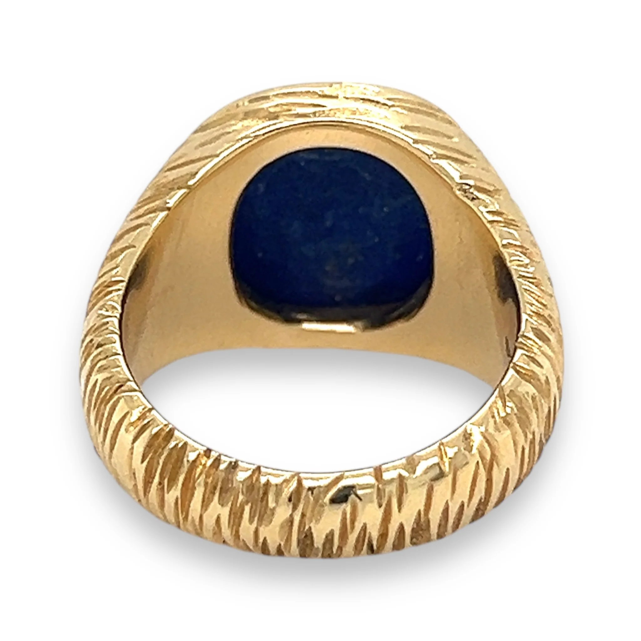 18ct Gold Bark Effect Signet Ring - Image 4