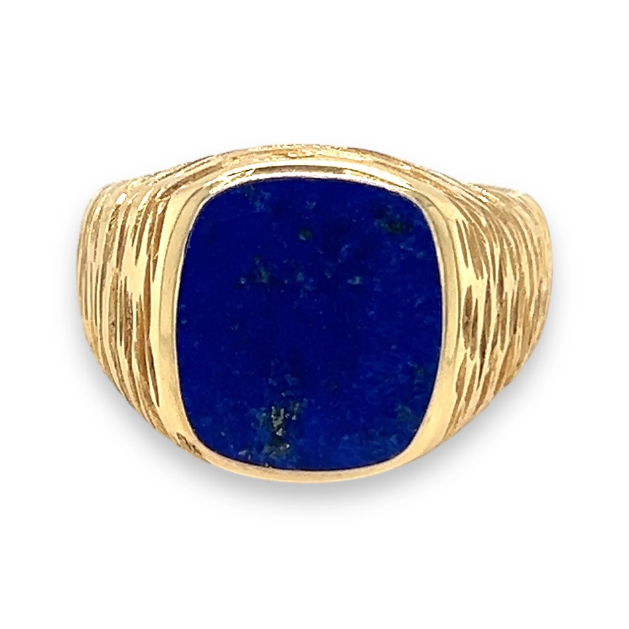 18ct Gold Bark Effect Signet Ring - Image 5