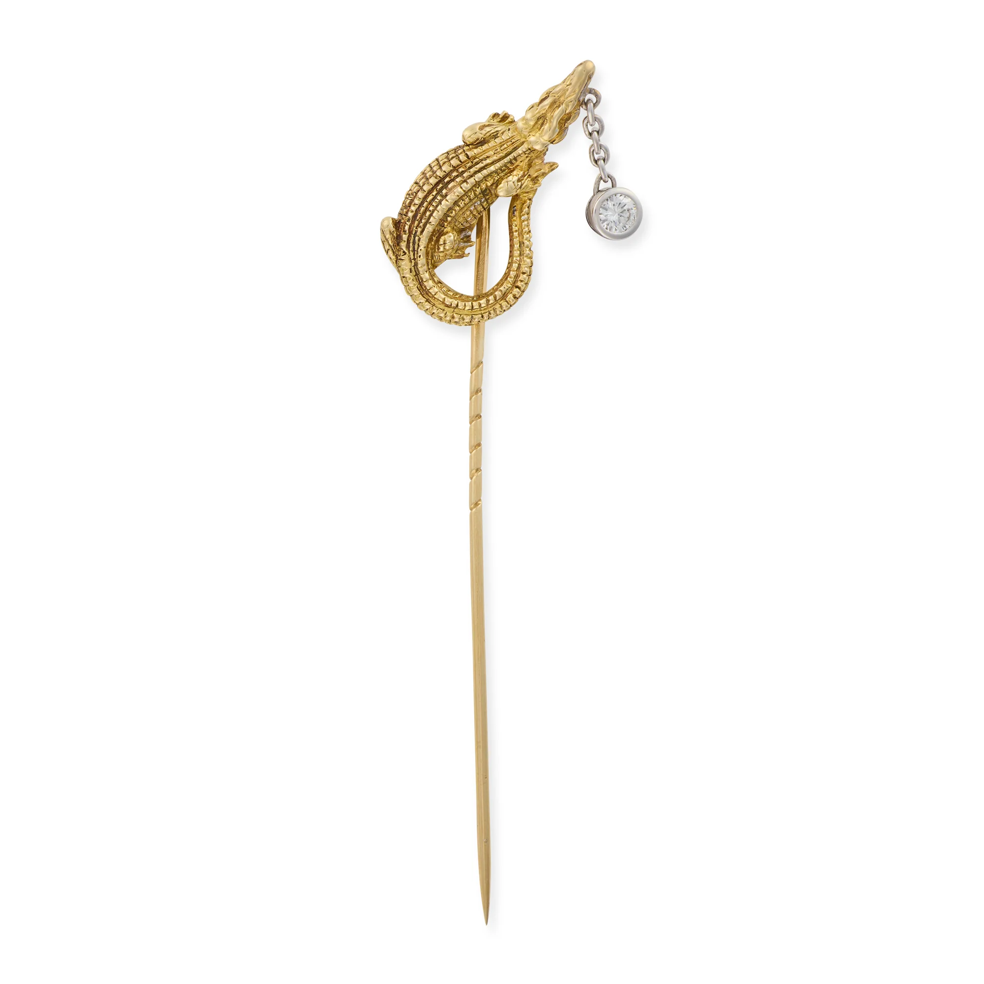 18ct Gold & Diamond Alligator Stickpin - Image 3