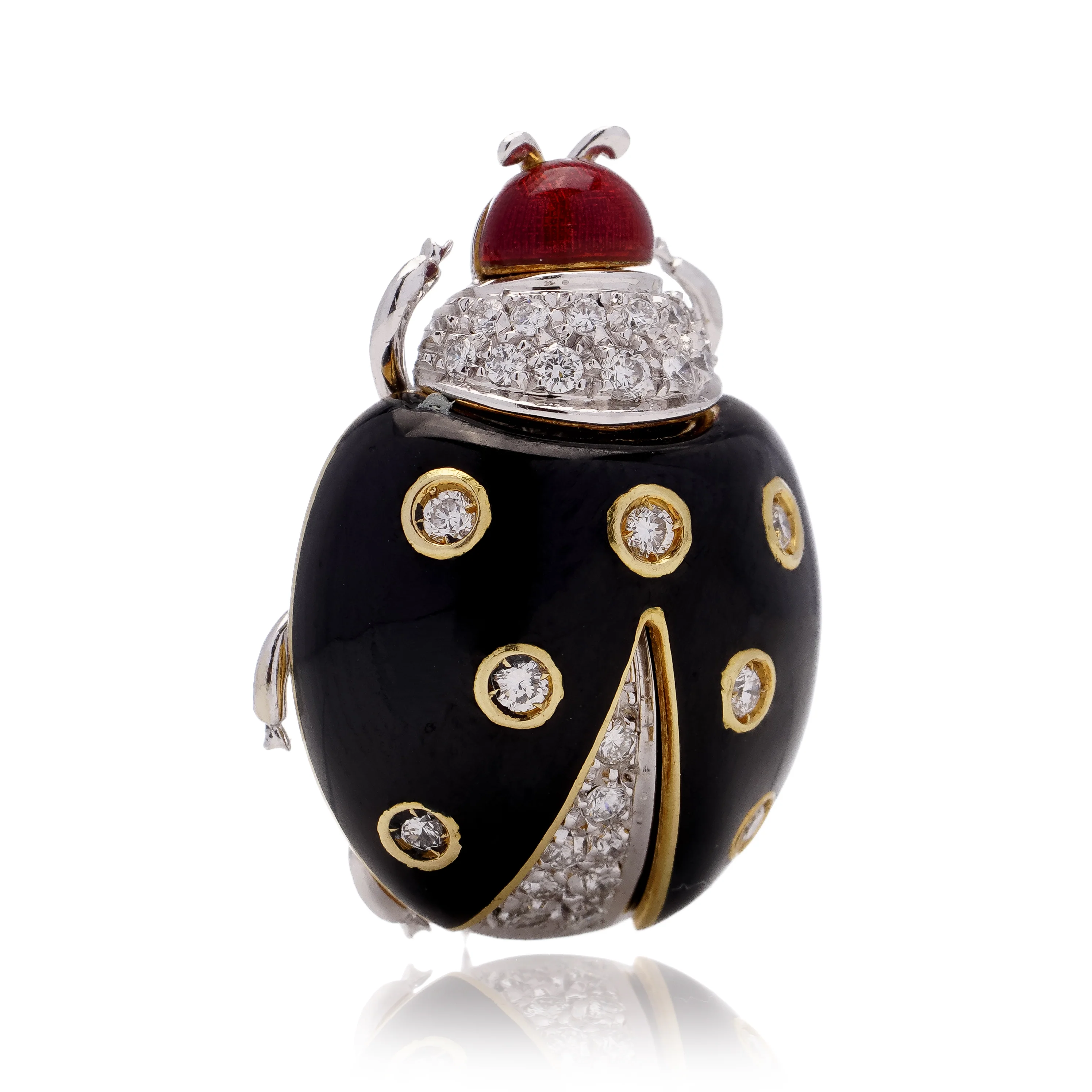 18ct Gold, Diamond & Enamel Ladybird Brooch - Image 4
