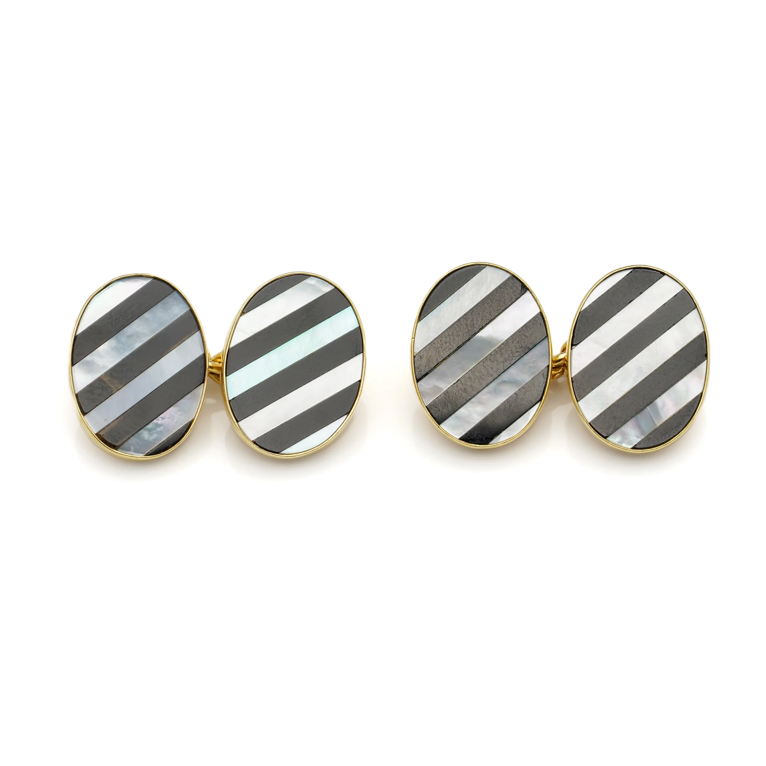 18ct Gold Onyx & Mother of Pearl Cufflinks by Deakin & Francis - Image 3