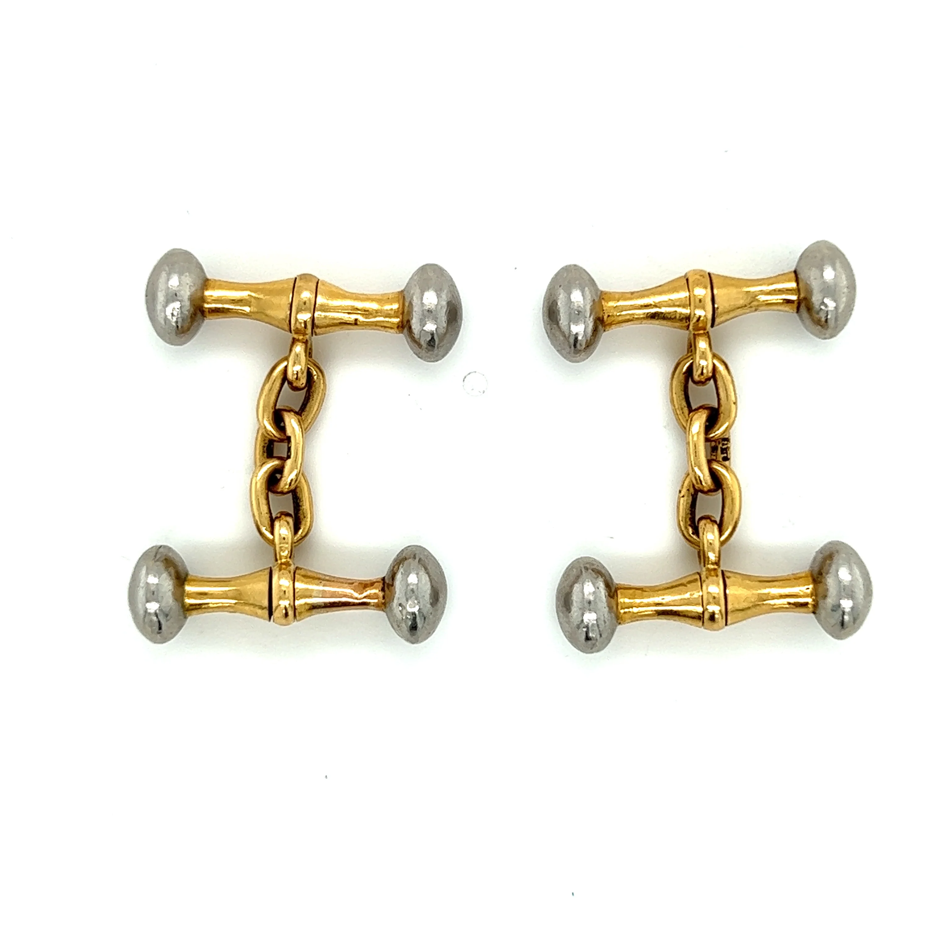 18ct Gold & Platinum Dumbbell Cufflinks - Image 3