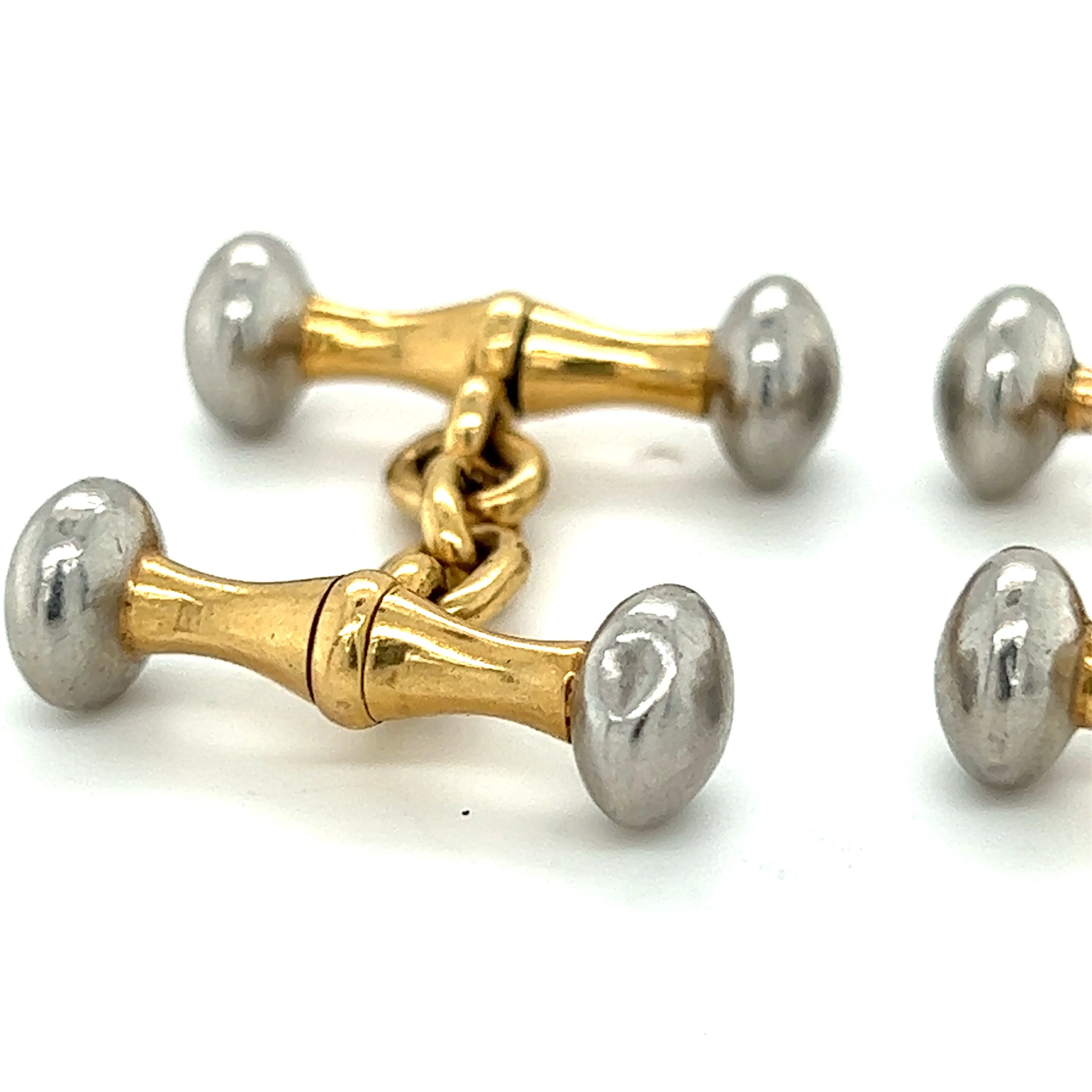 18ct Gold & Platinum Dumbbell Cufflinks - Image 4