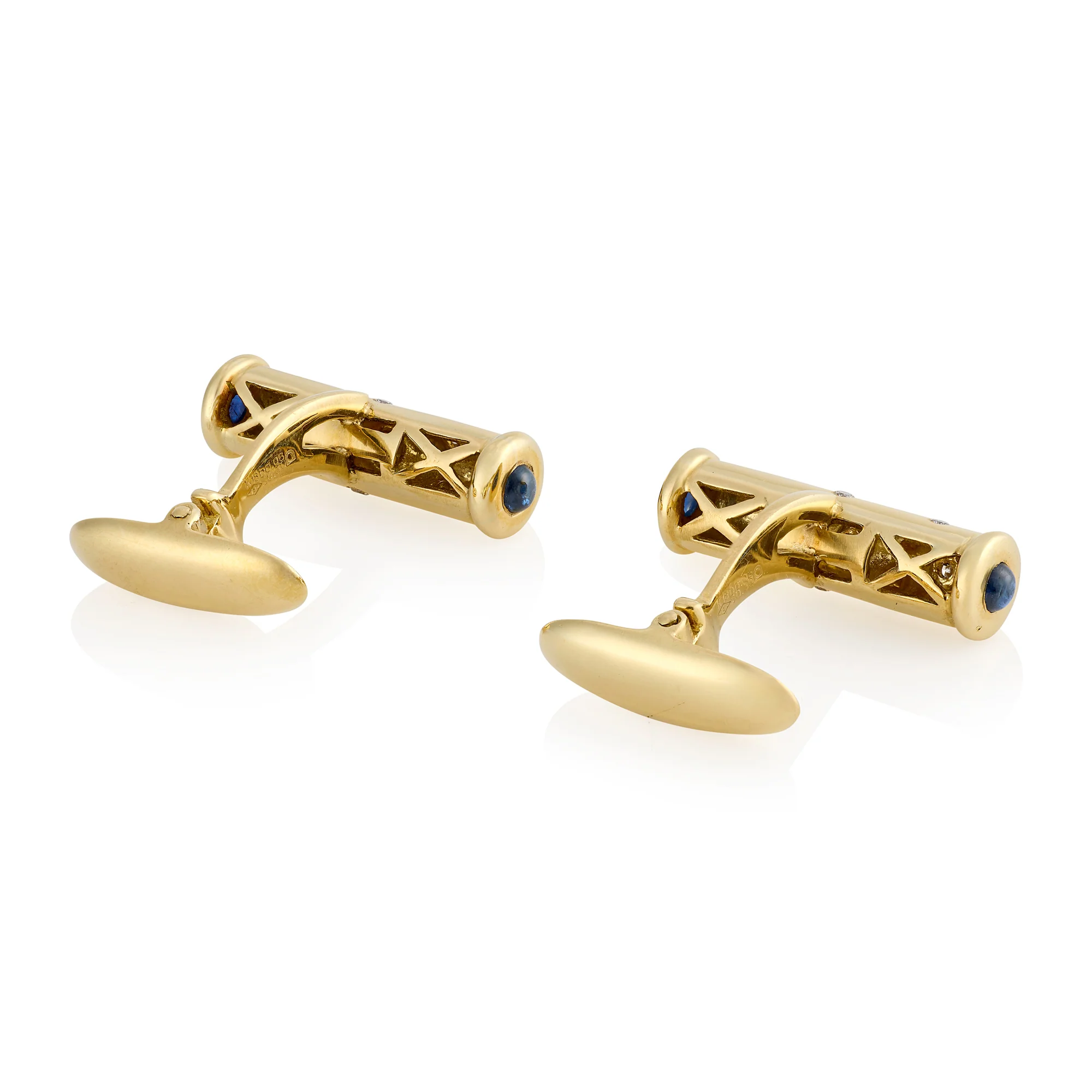 18ct Gold Sapphire and Diamond Cufflinks - Image 2