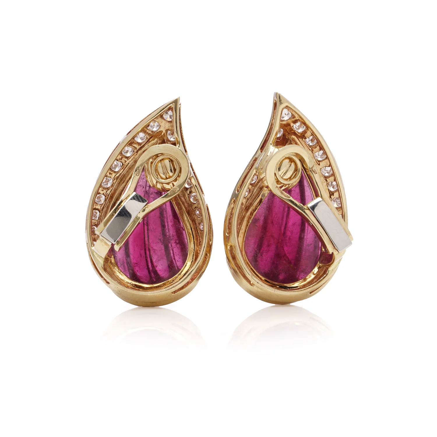 18ct Gold Tourmaline & Diamond Earrings - Image 3