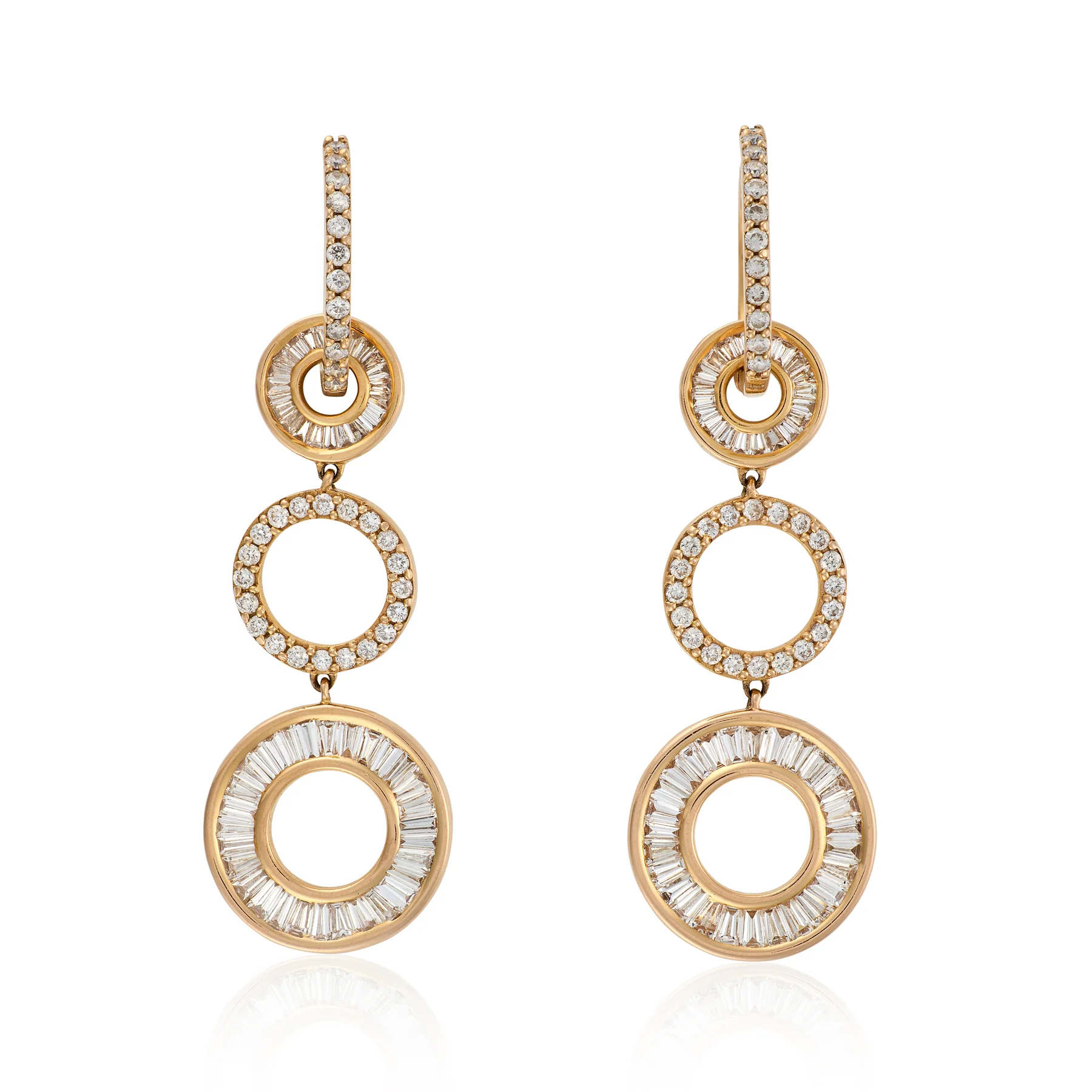 18ct Rose Gold & Diamond Night and Day Earrings