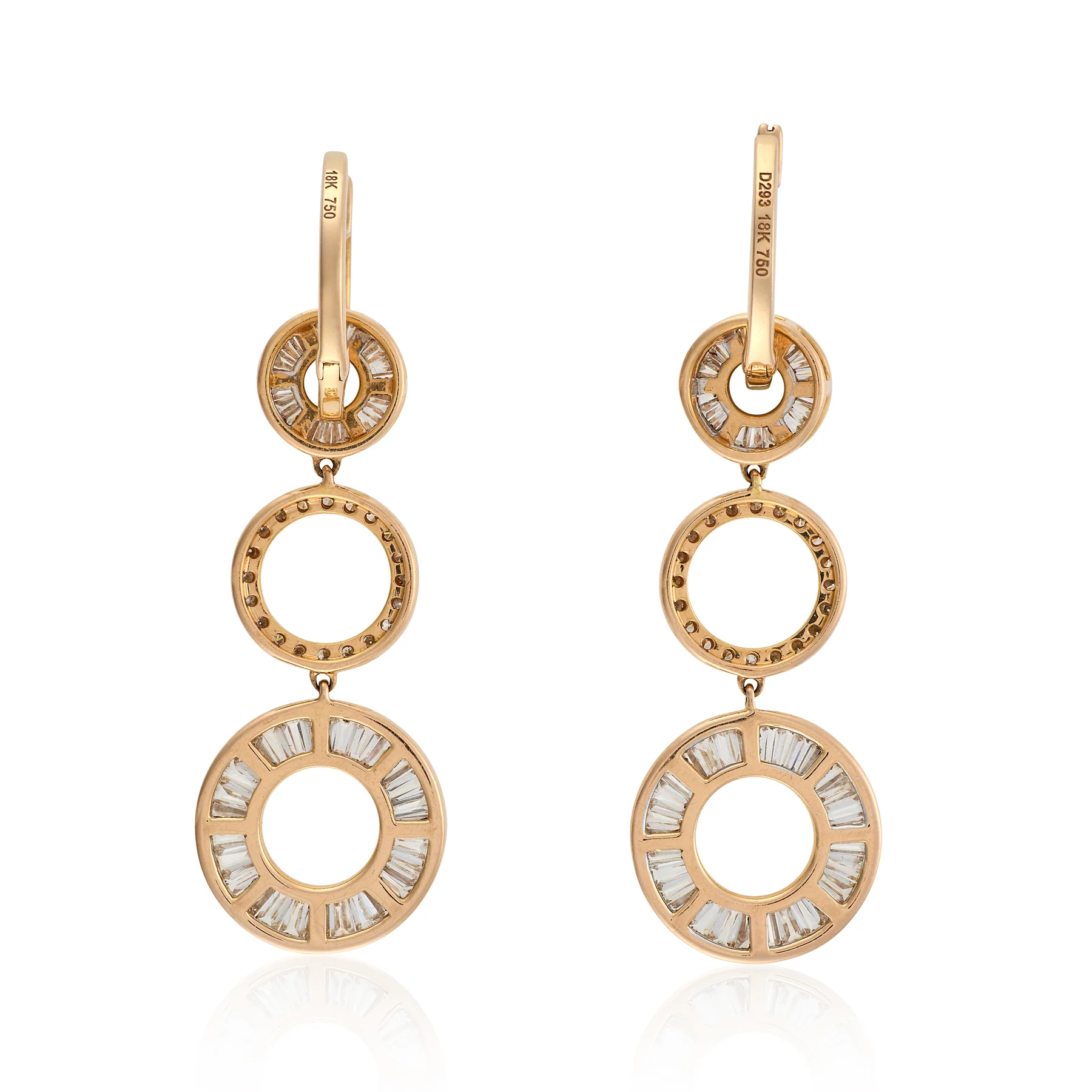 18ct Rose Gold & Diamond Night and Day Earrings - Image 3