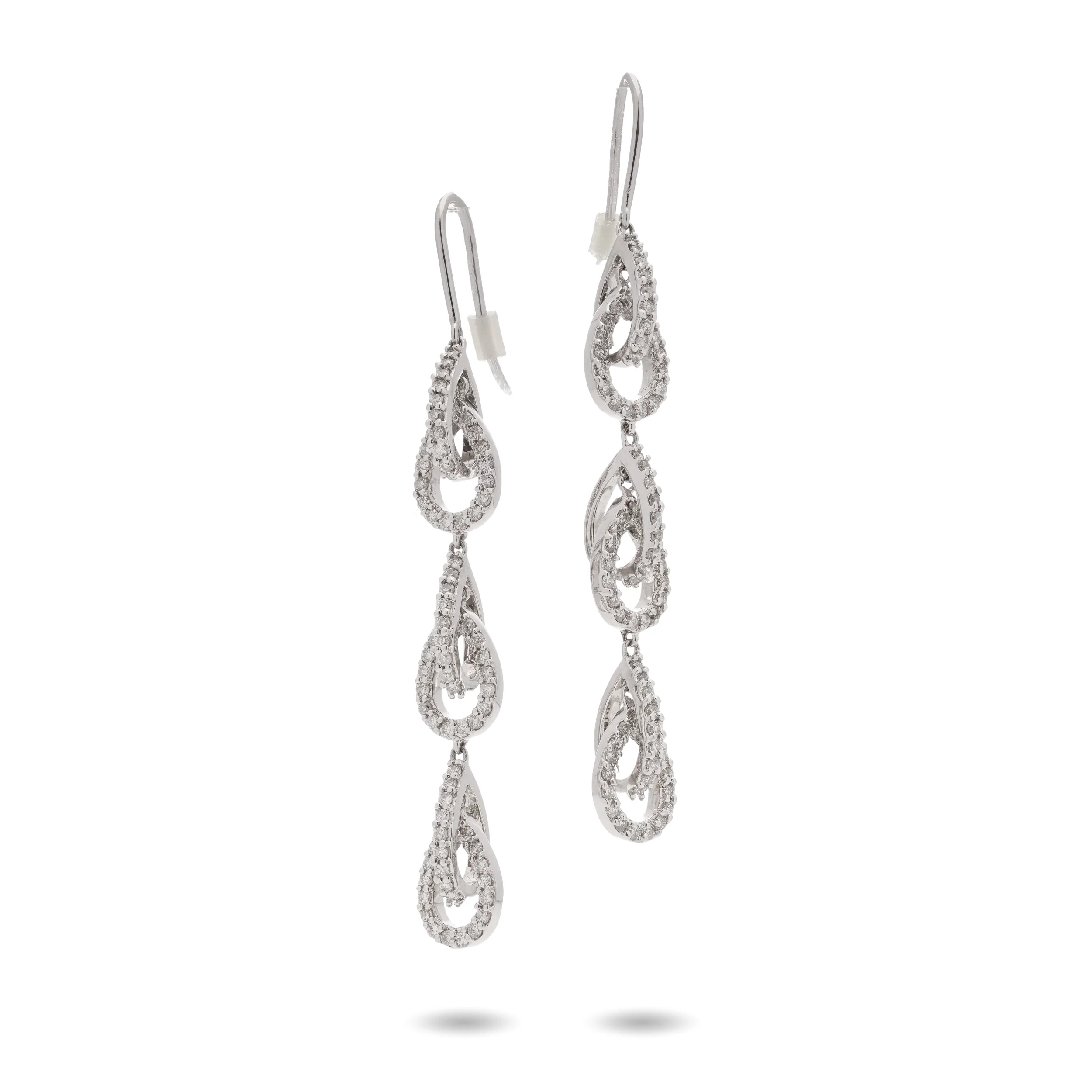 18ct White Gold & Diamond Drop Earrings - Image 2