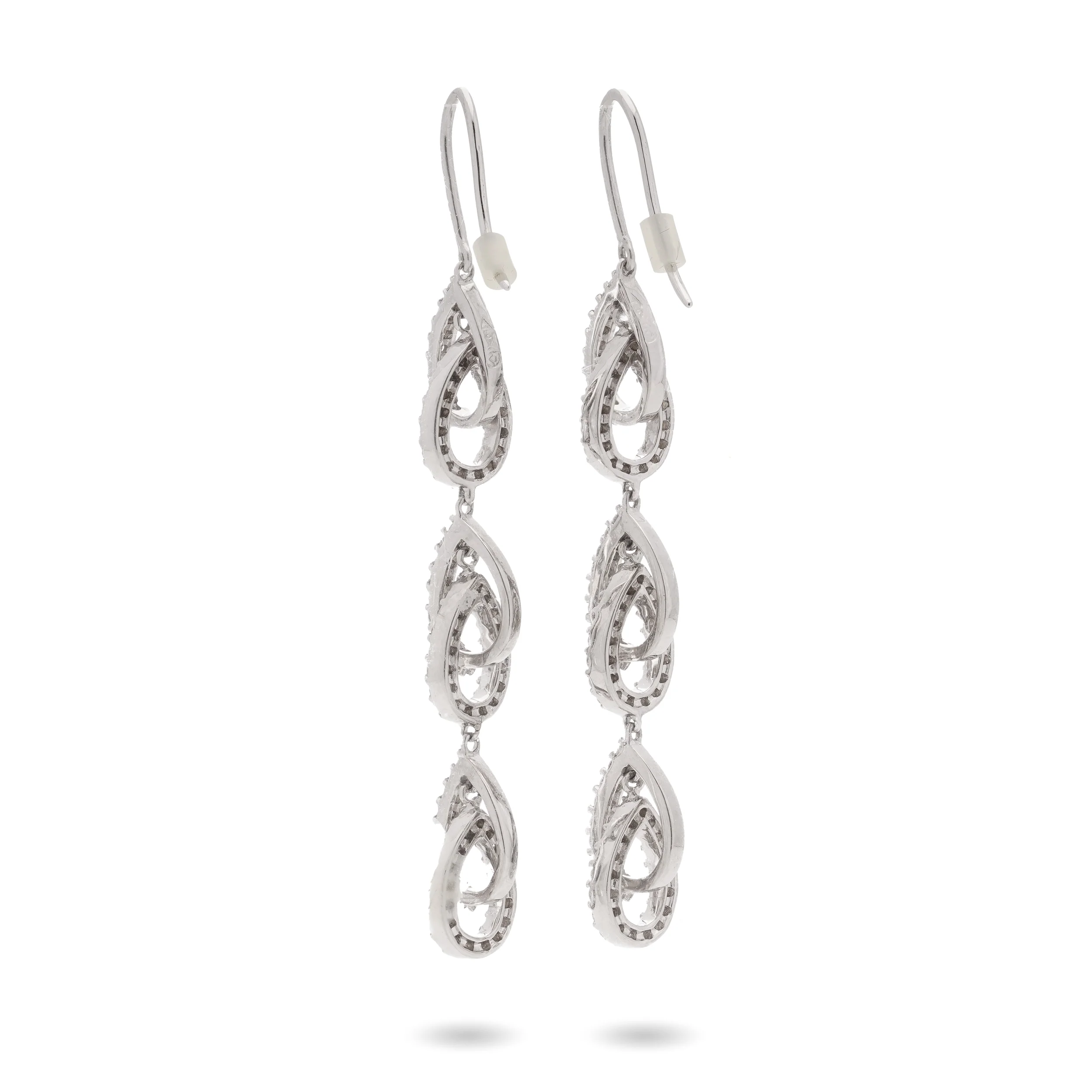 18ct White Gold & Diamond Drop Earrings - Image 3