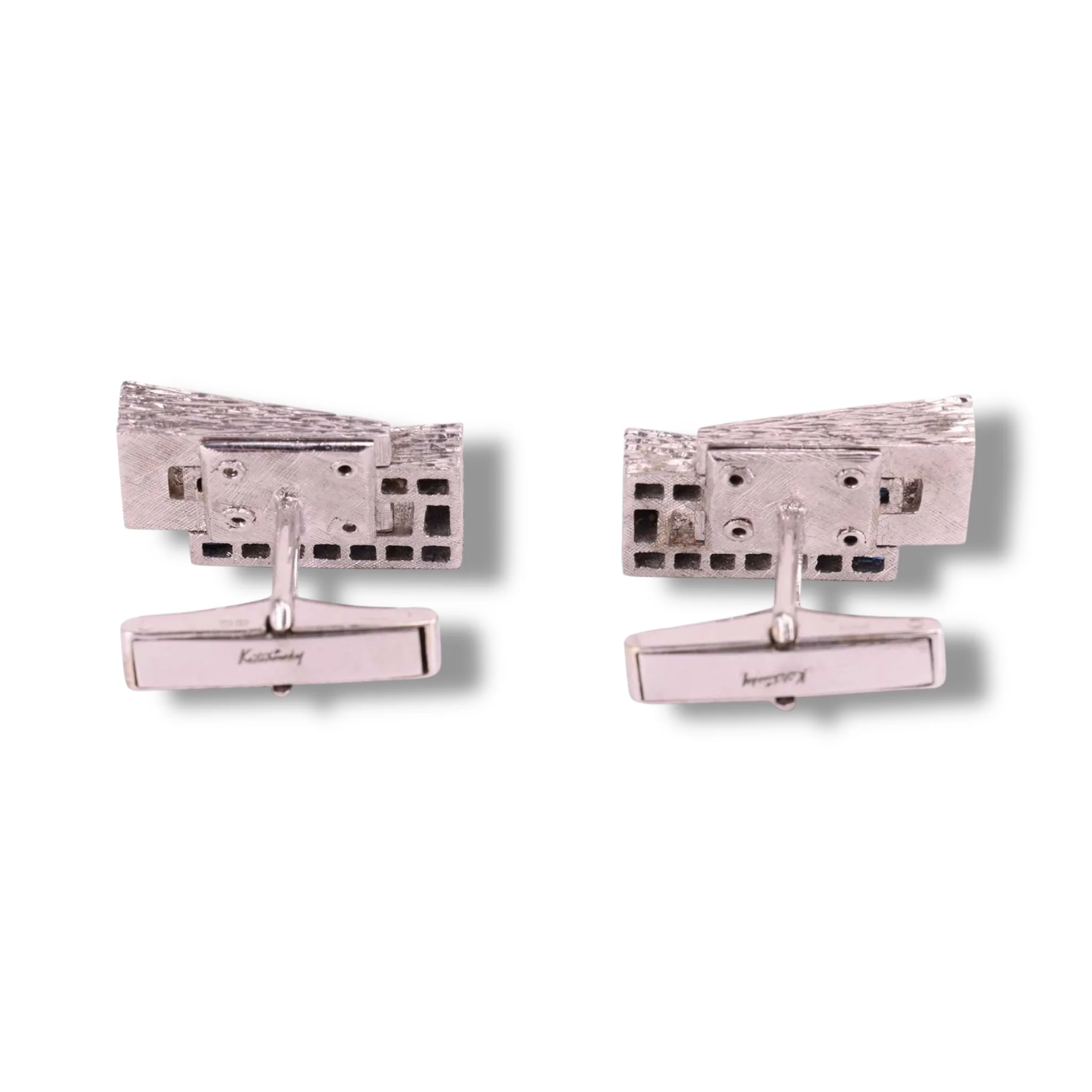 18ct White Gold & Sapphire Cufflinks by Kutchinsky - Image 5