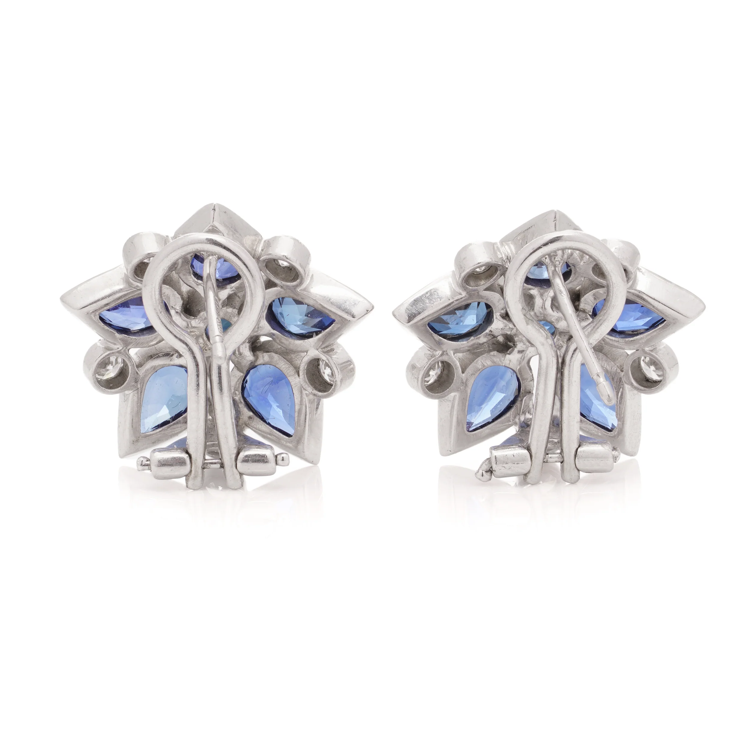 18ct White Gold Sapphire & Diamond Earrings - Image 4