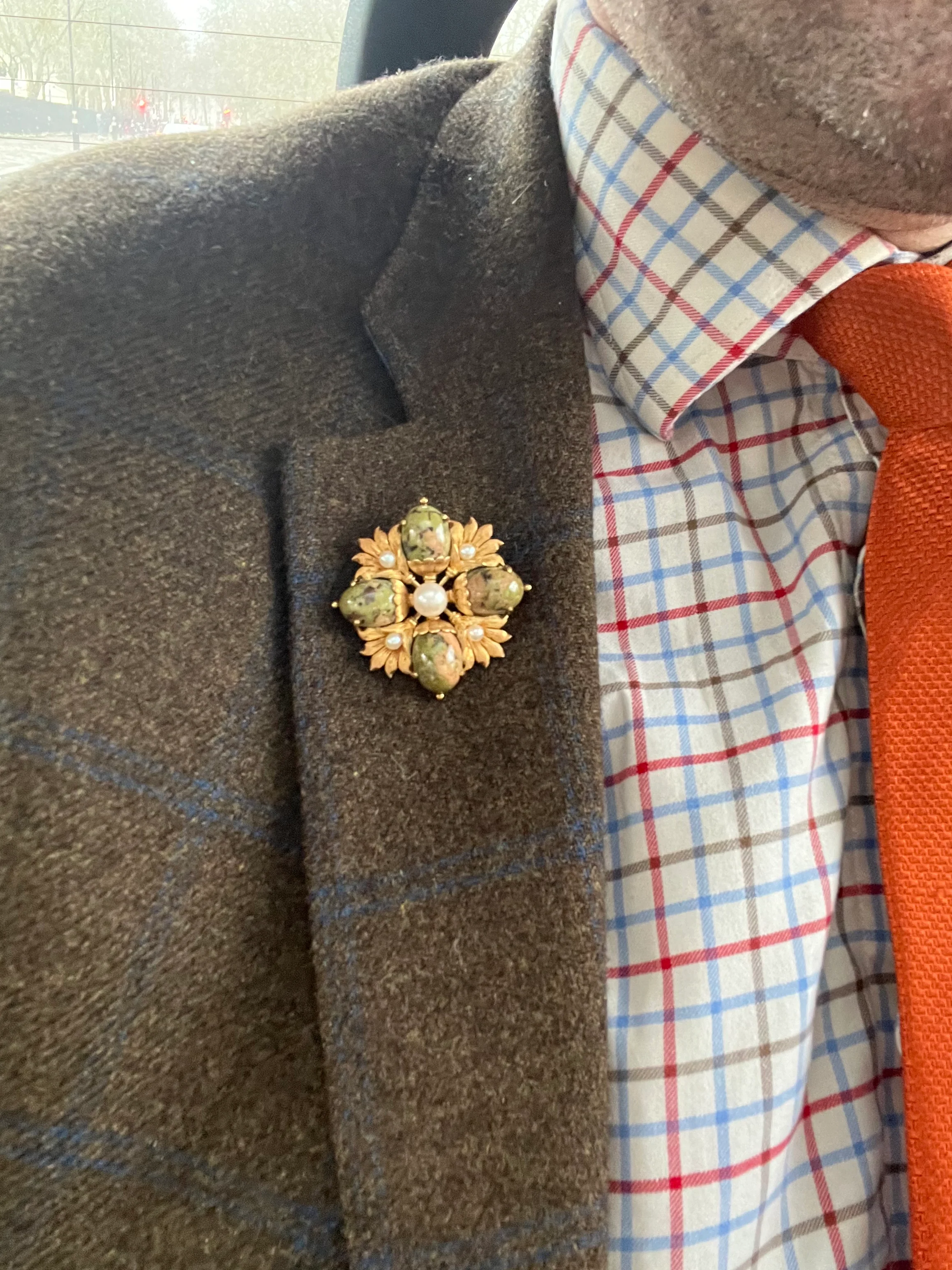 1950's 18ct Gold, Agate & Pearl Brooch - Image 3