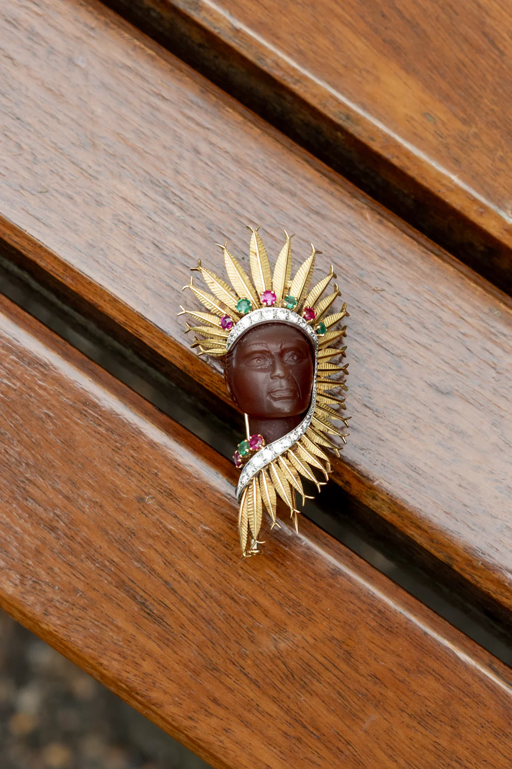 1950's Native American Chief Brooch, French - Image 4