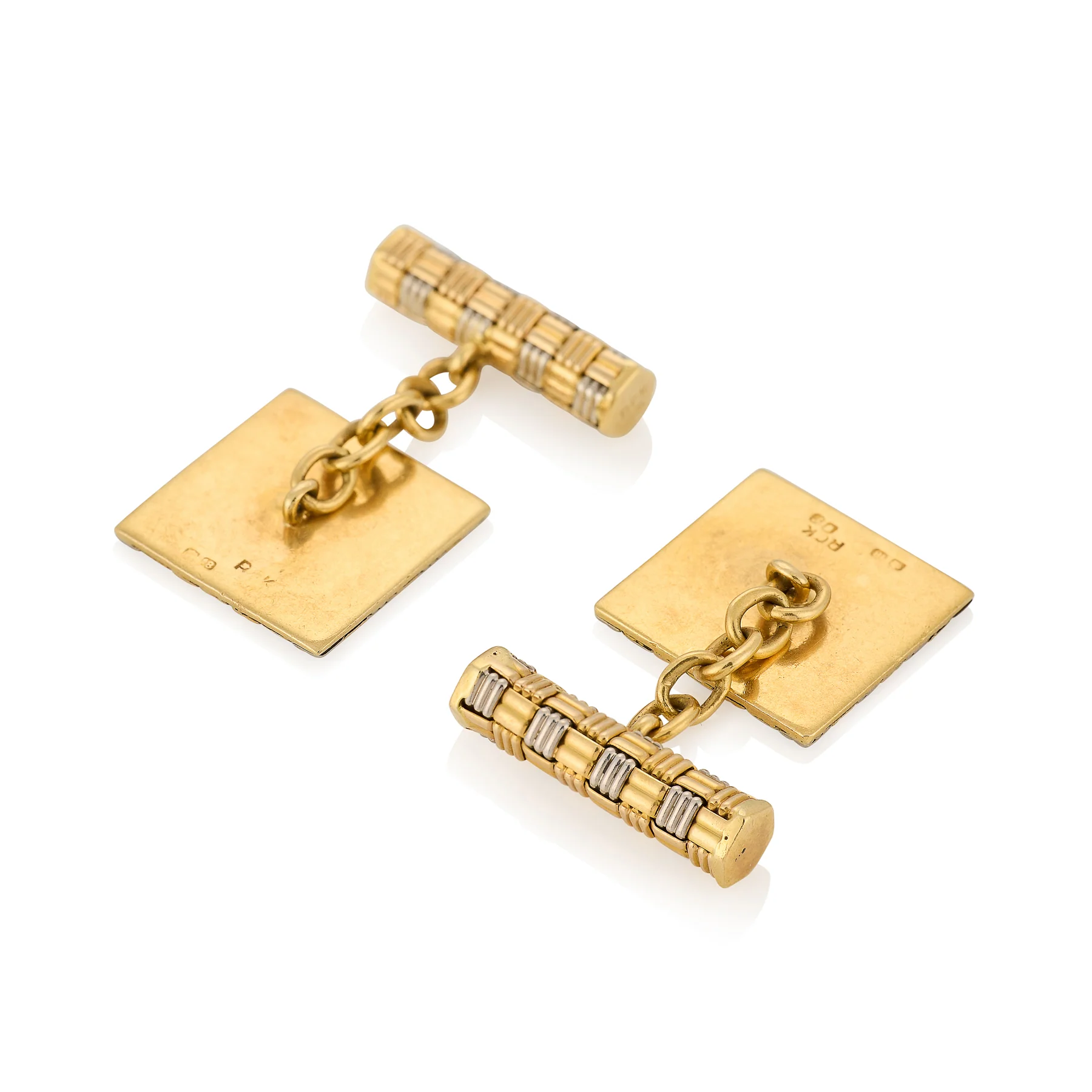 1960's 18ct Yellow & White Gold Cufflinks by Roy King - Image 3
