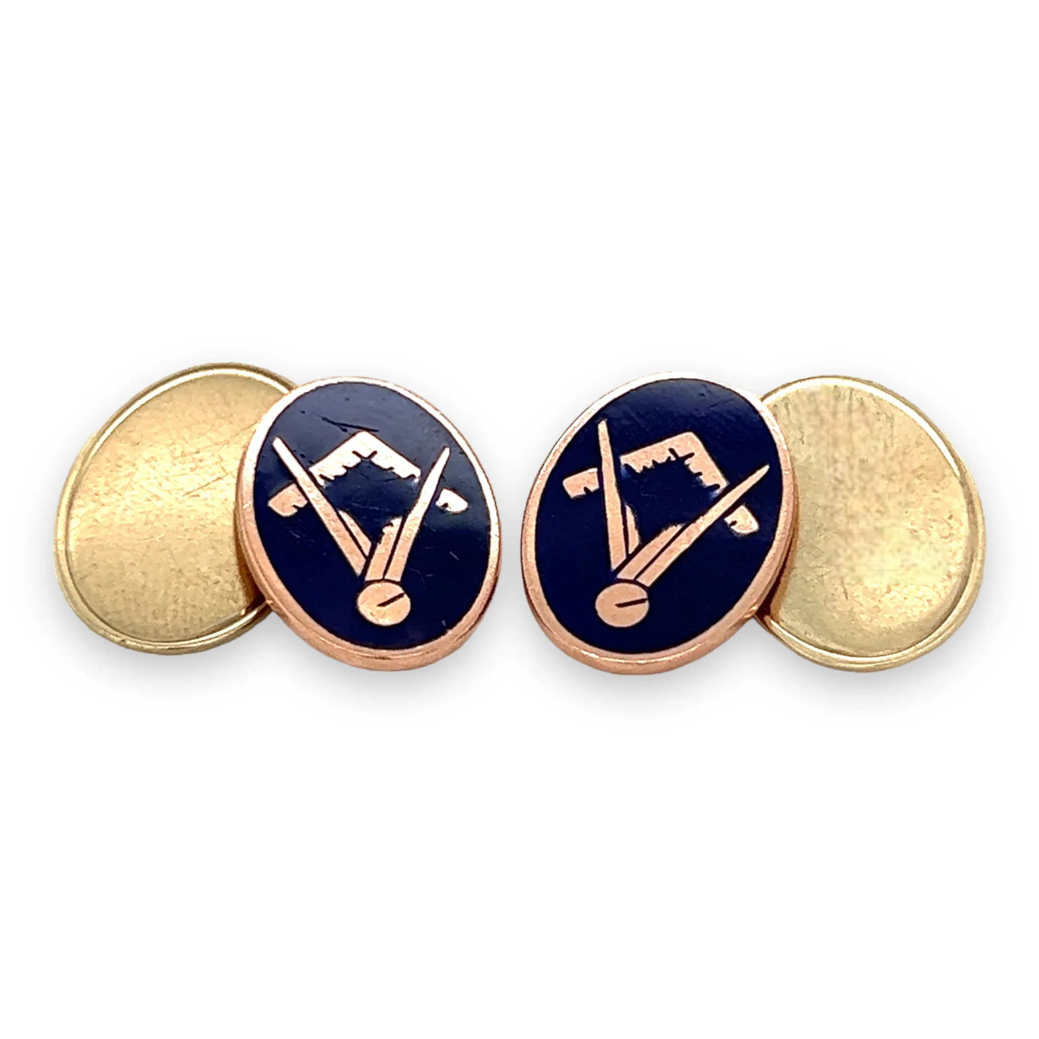 1960s 9ct Yellow & Rose Gold Enamel Masonic Cufflinks