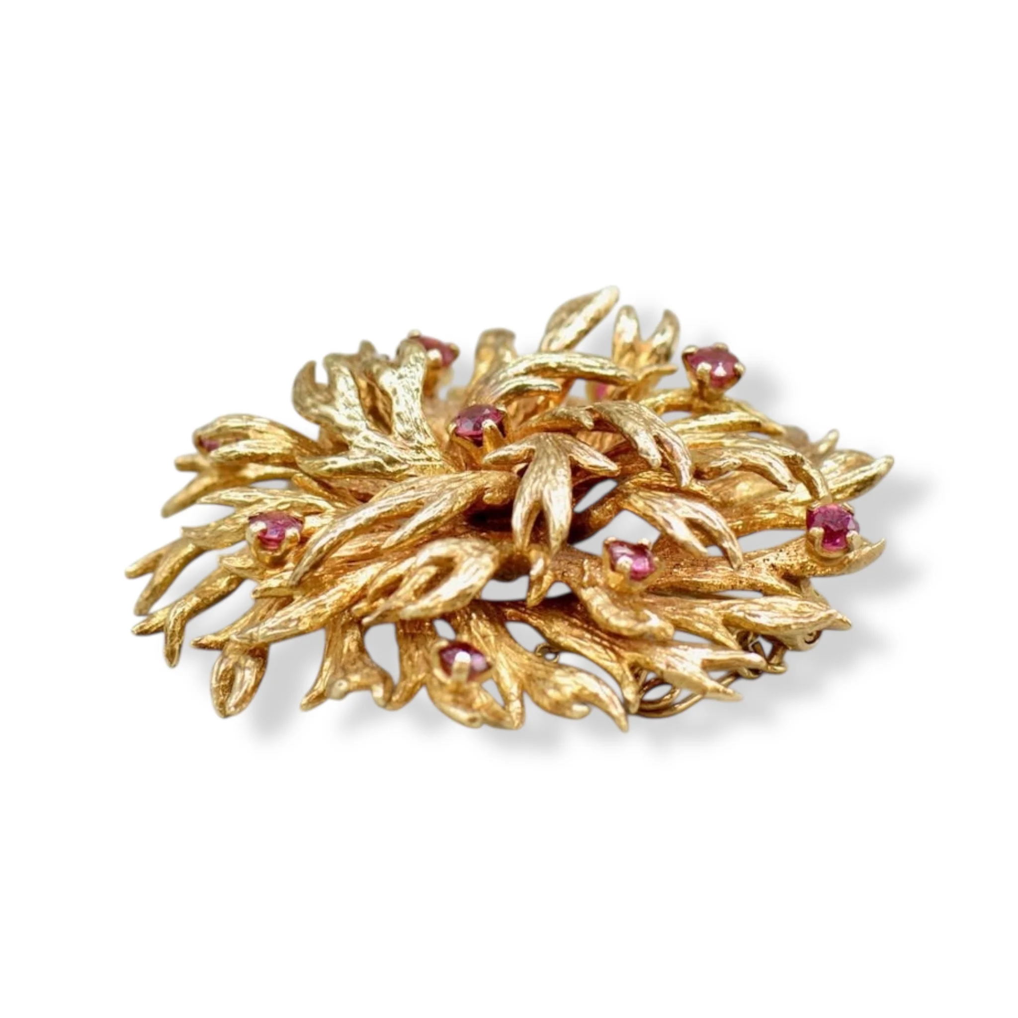 1970’s Ruby & Gold Floral Brooch - Image 2