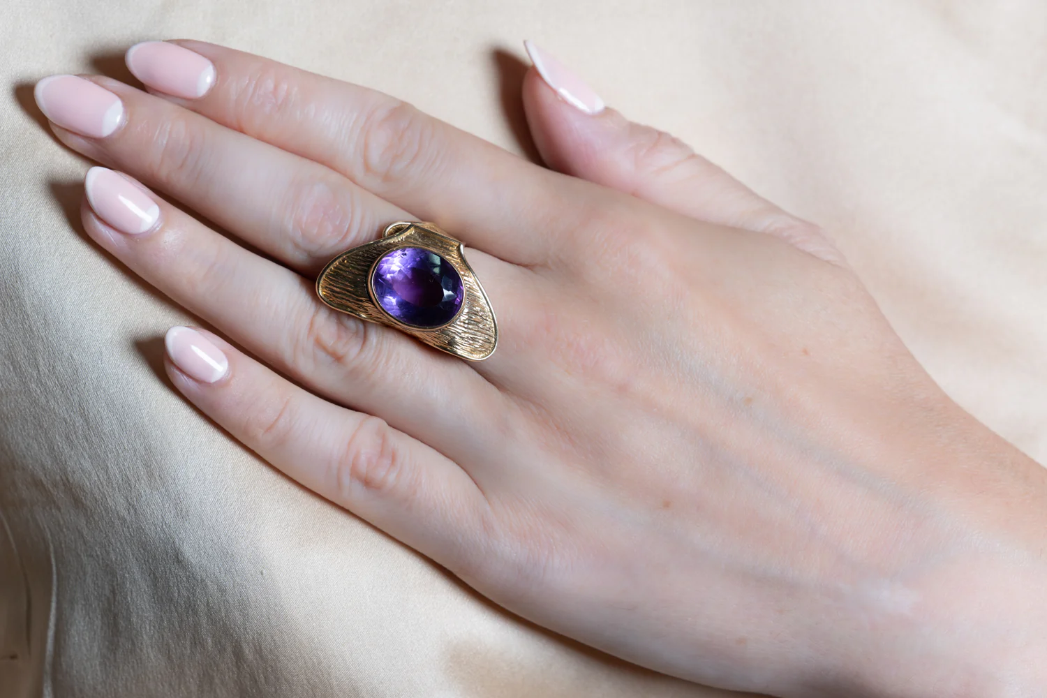 1970's 18ct Gold & Amethyst Ring, French - Image 5