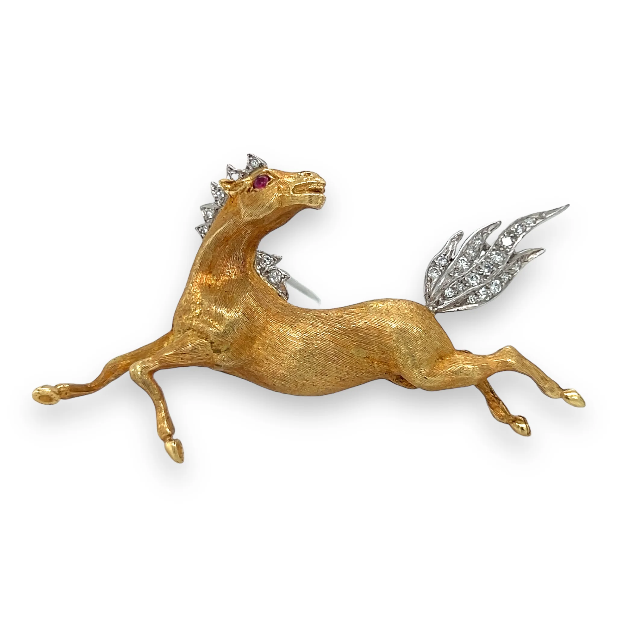1970's 18ct Gold & Diamond Horse Brooch
