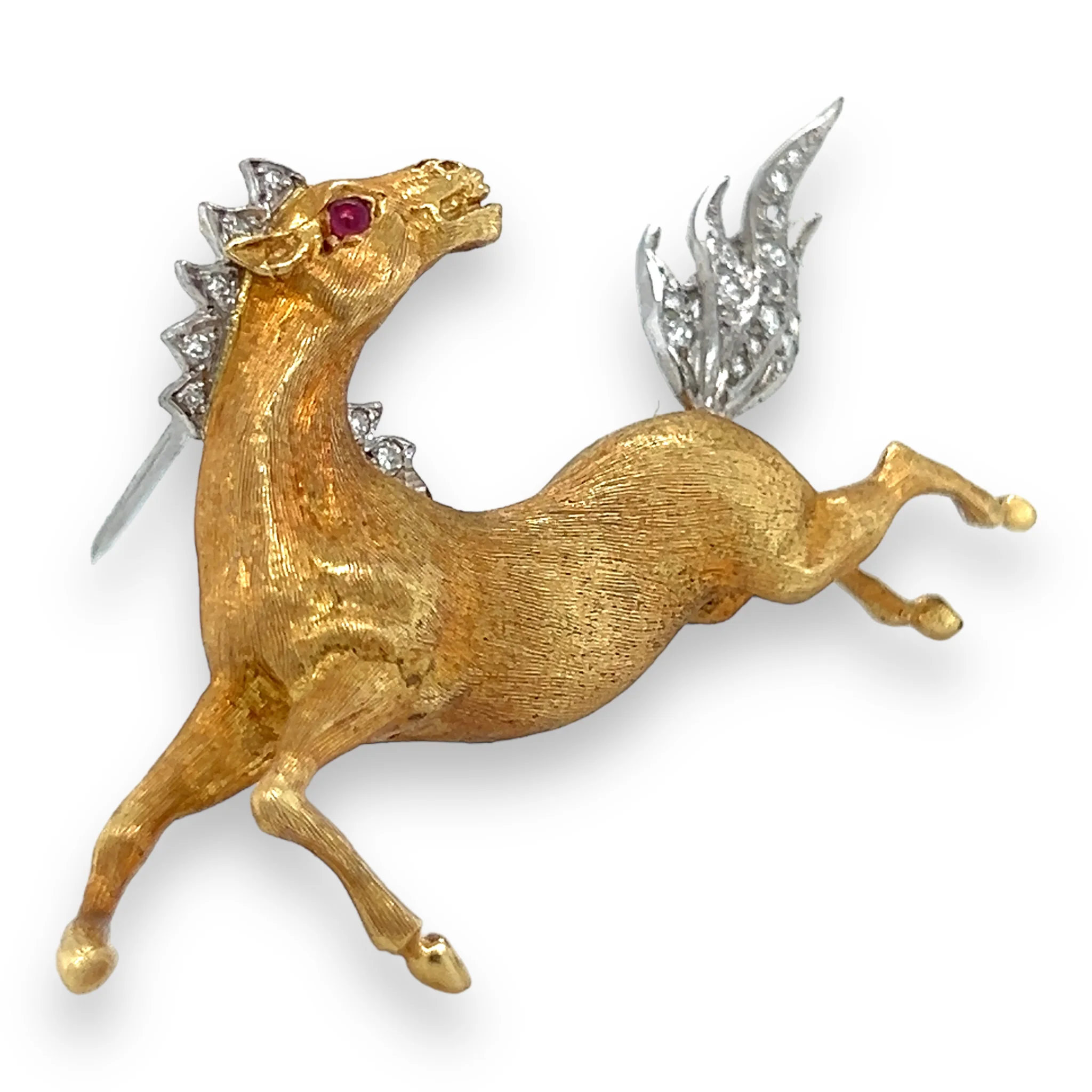 1970's 18ct Gold & Diamond Horse Brooch - Image 3