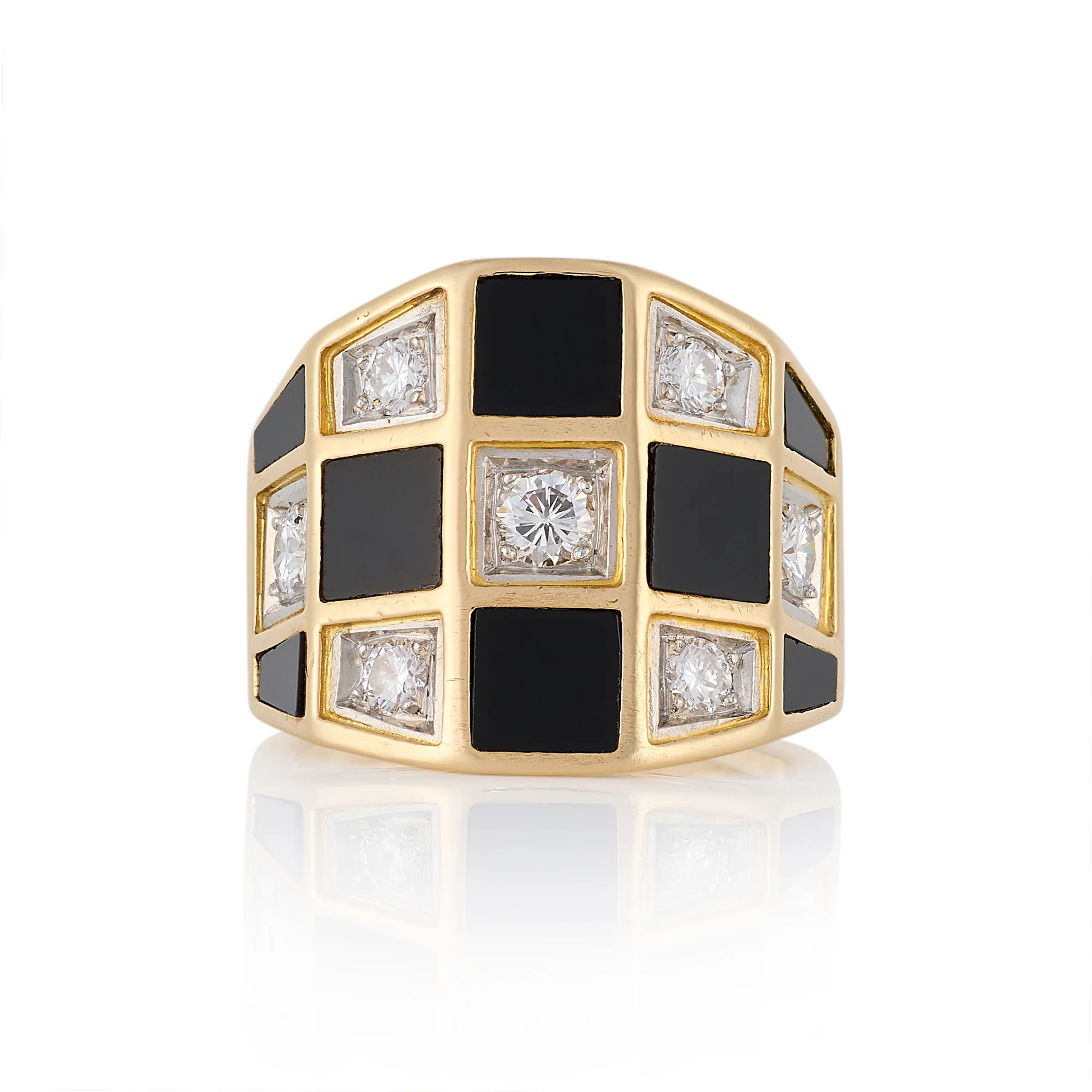 1970's Van Cleef & Arpels Onyx & Diamond Chequerboard Ring
