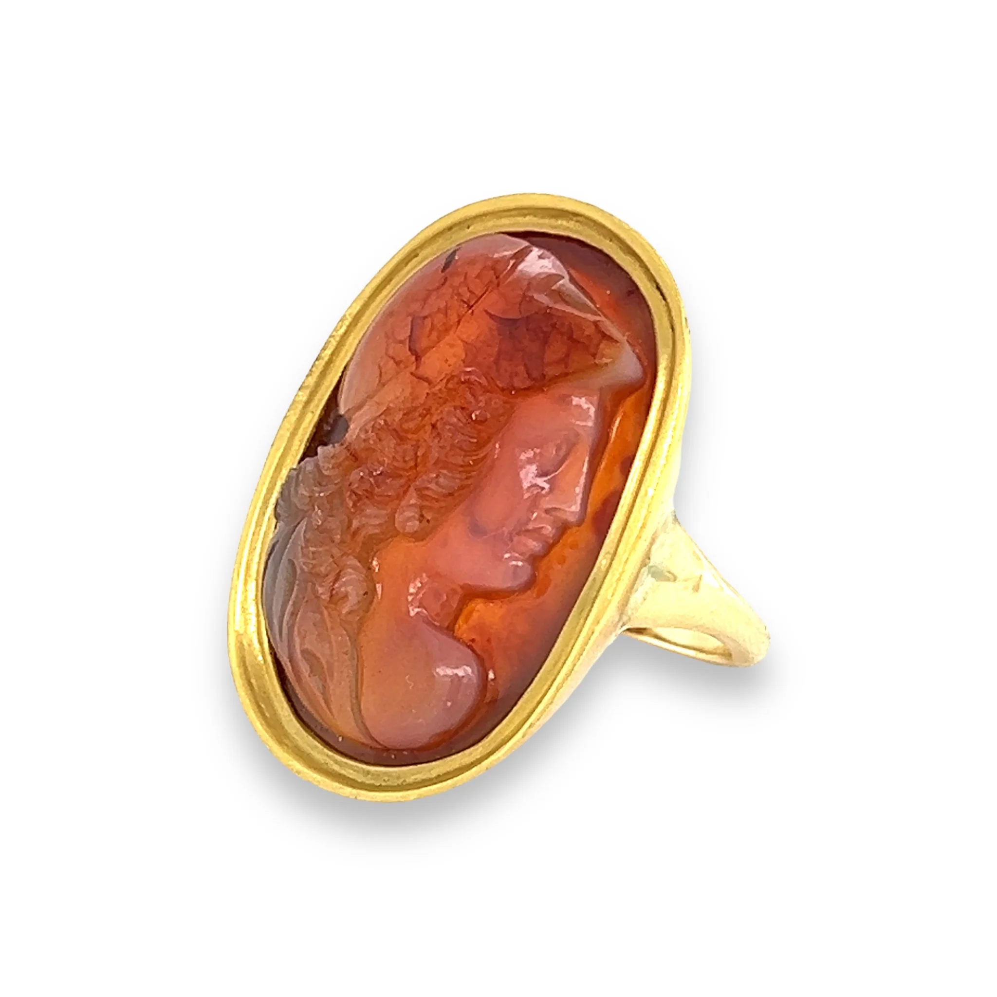 19th Century Gold and Agate Ring Depicting Achilles