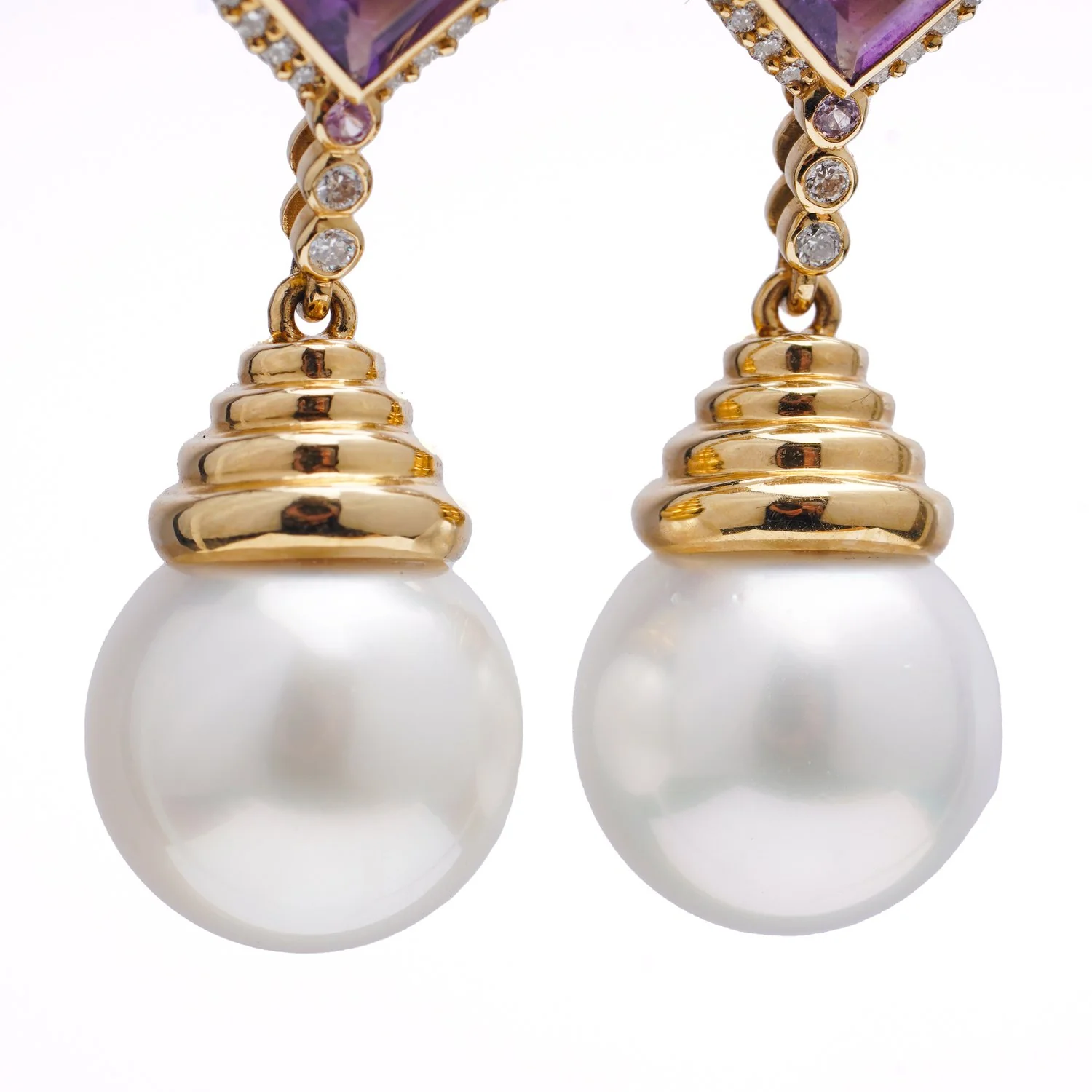 Akoya Pearl & Amethyst Earrings - Image 5