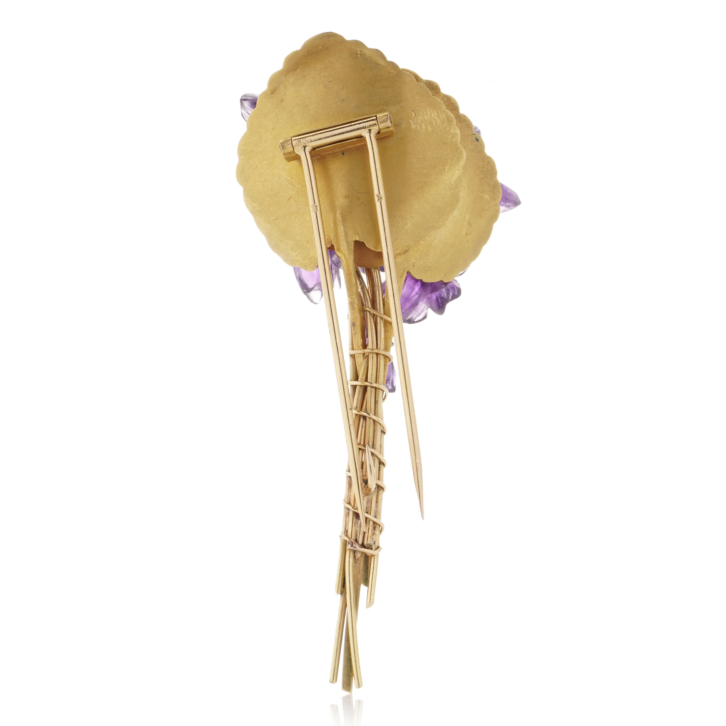 Amethyst, Gold & Diamond Lily Brooch - Image 4
