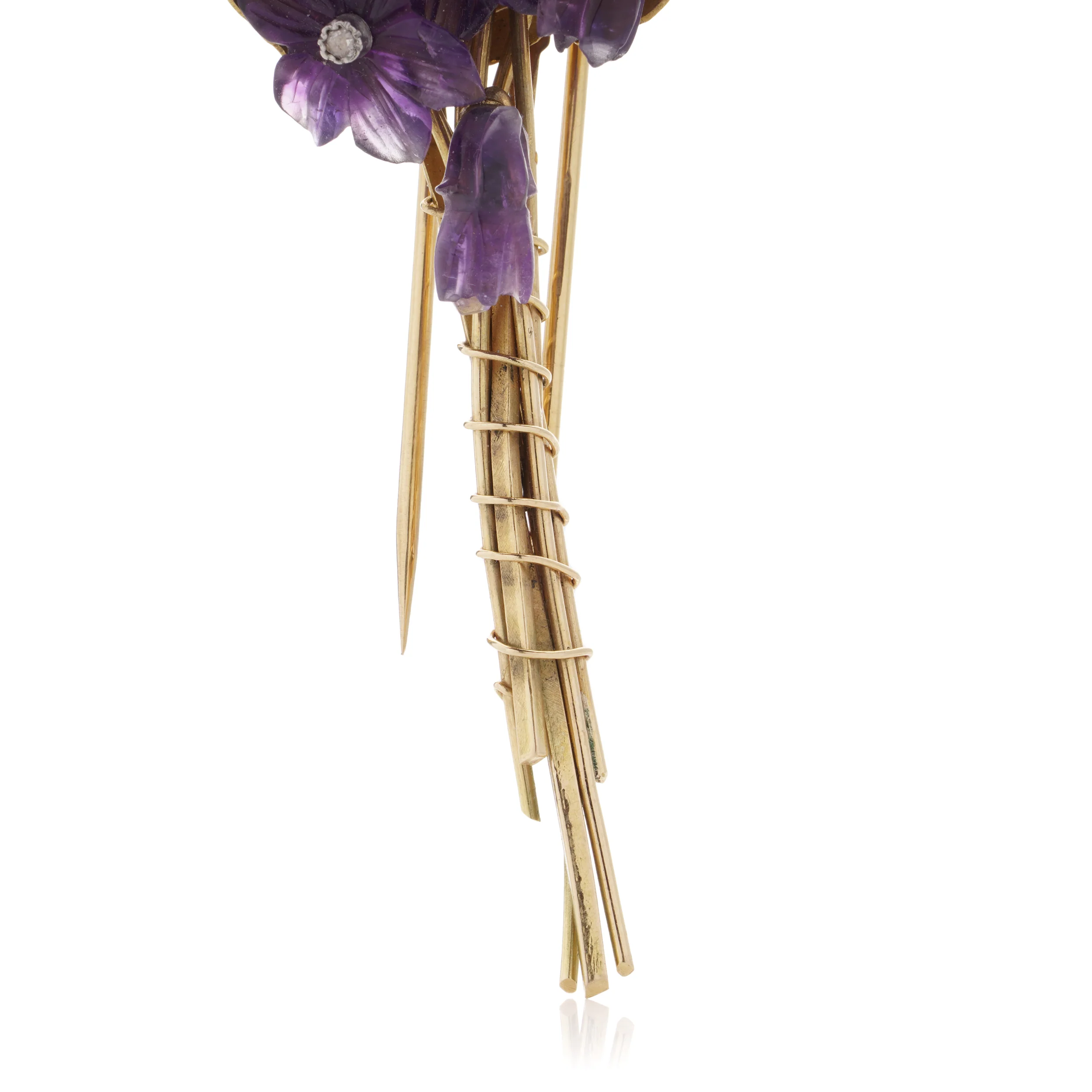 Amethyst, Gold & Diamond Lily Brooch - Image 5