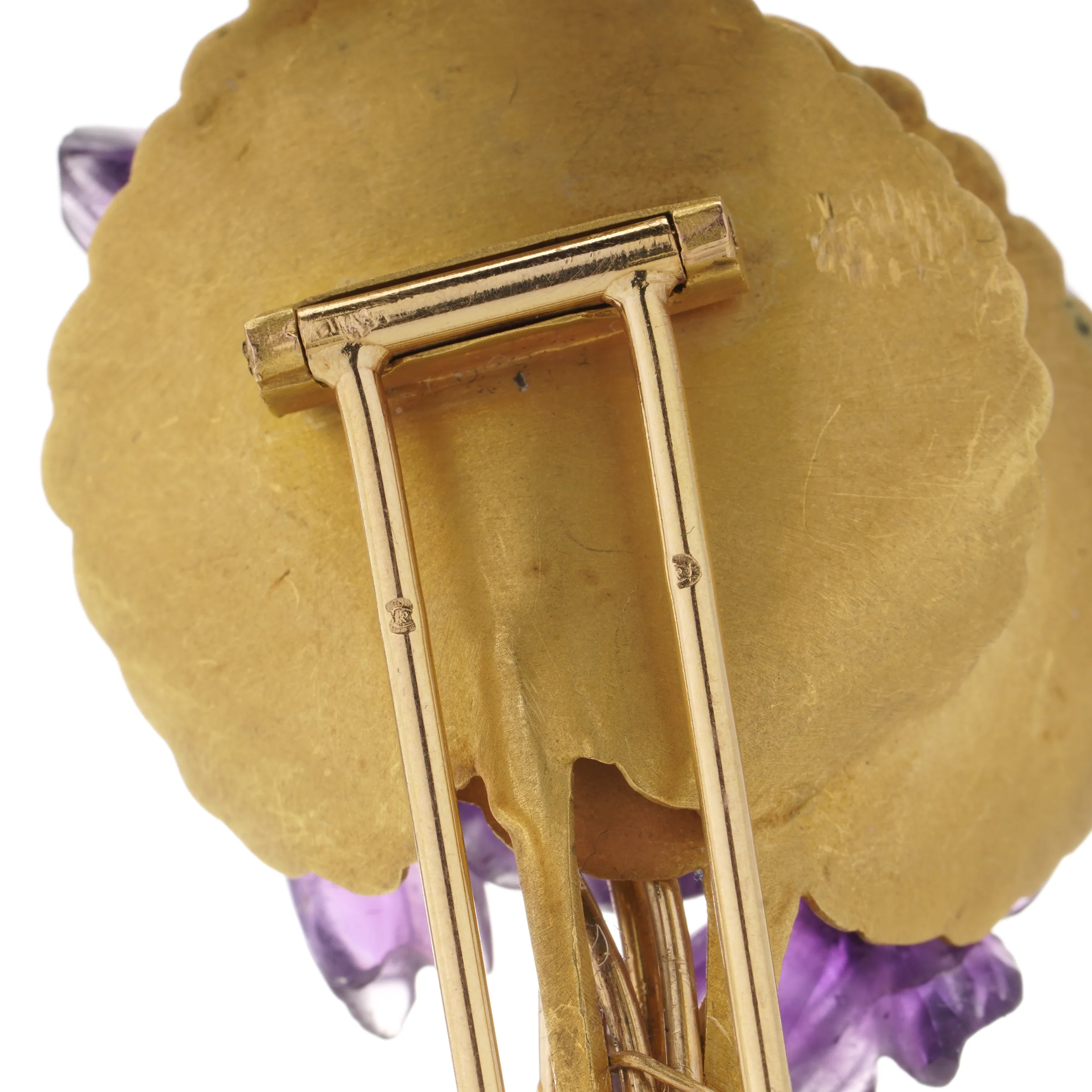 Amethyst, Gold & Diamond Lily Brooch - Image 6