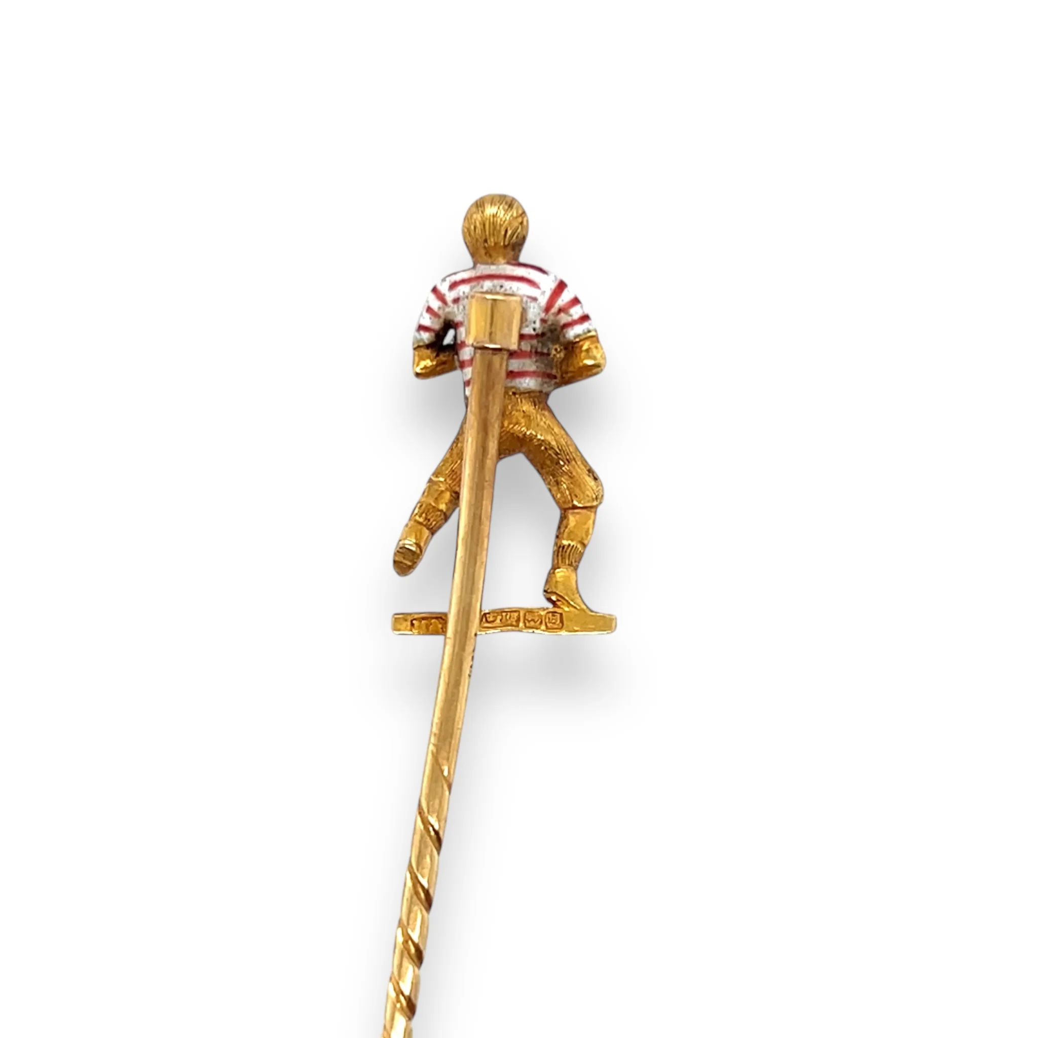 Antique 18ct Gold Rugby Player Stickpin - Image 2