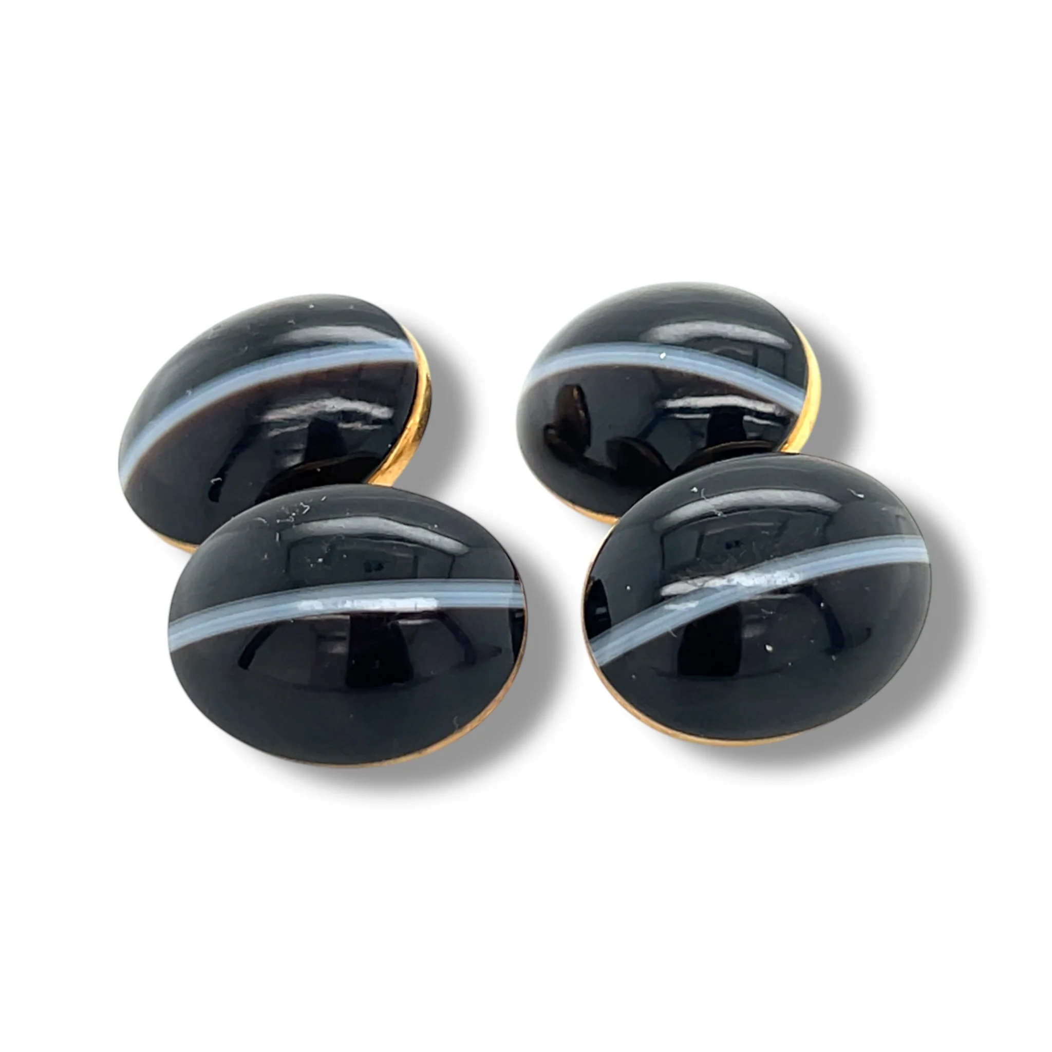 Antique Banded Agate Cufflinks in 15ct Gold - Image 3