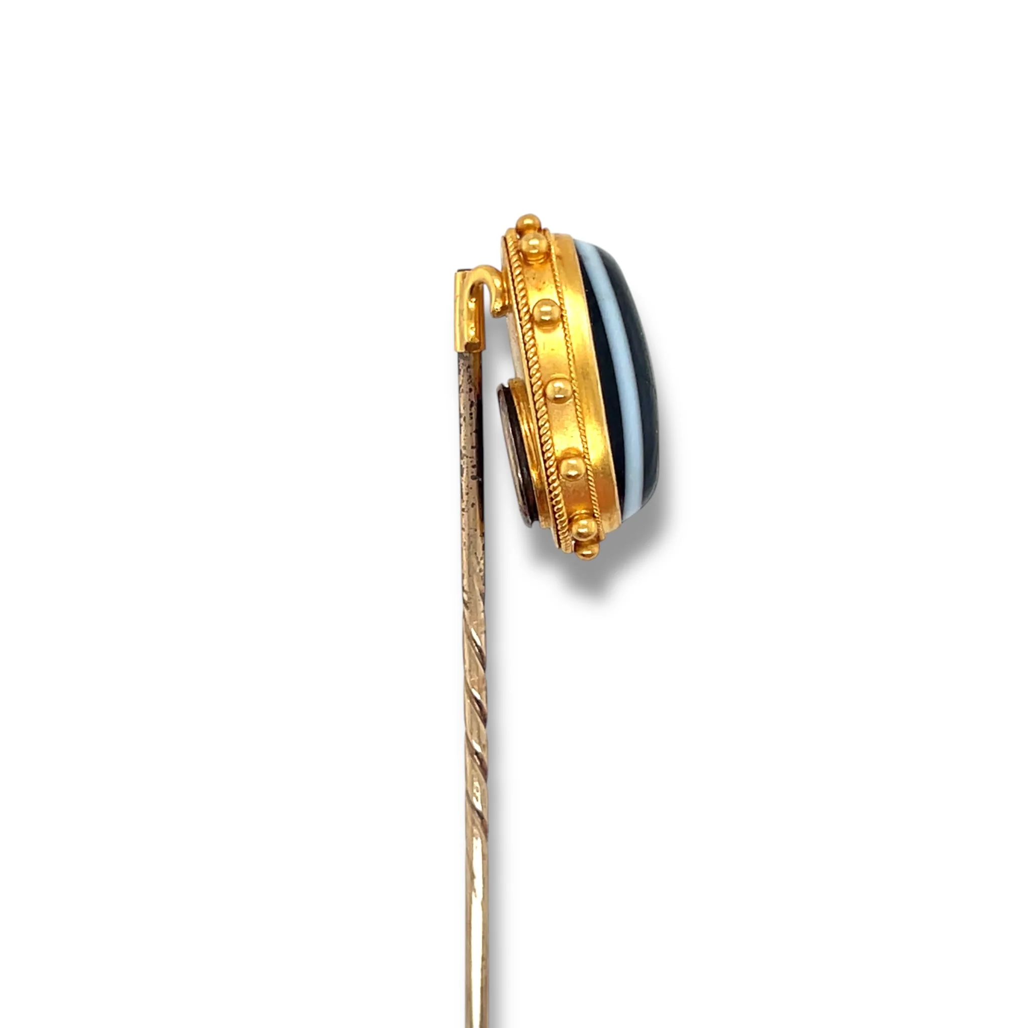 Antique Bulls Eye Agate Stickpin in 18ct Gold - Image 3