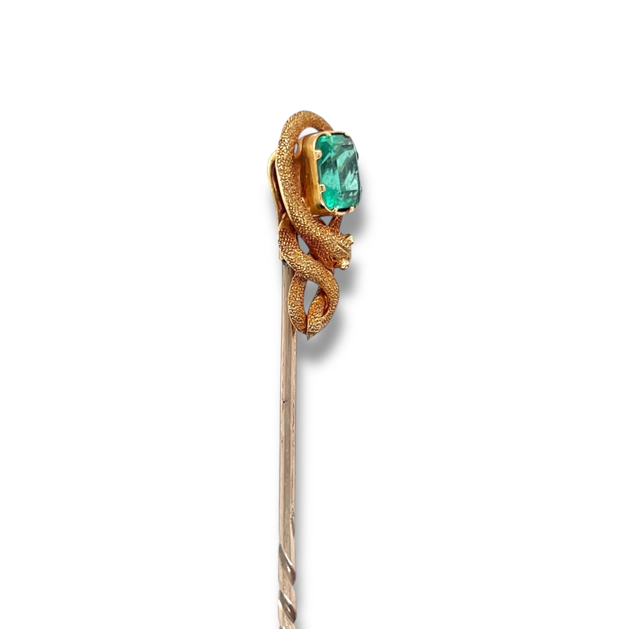 Antique Emerald & 18ct Gold Snake Stickpin - Image 3
