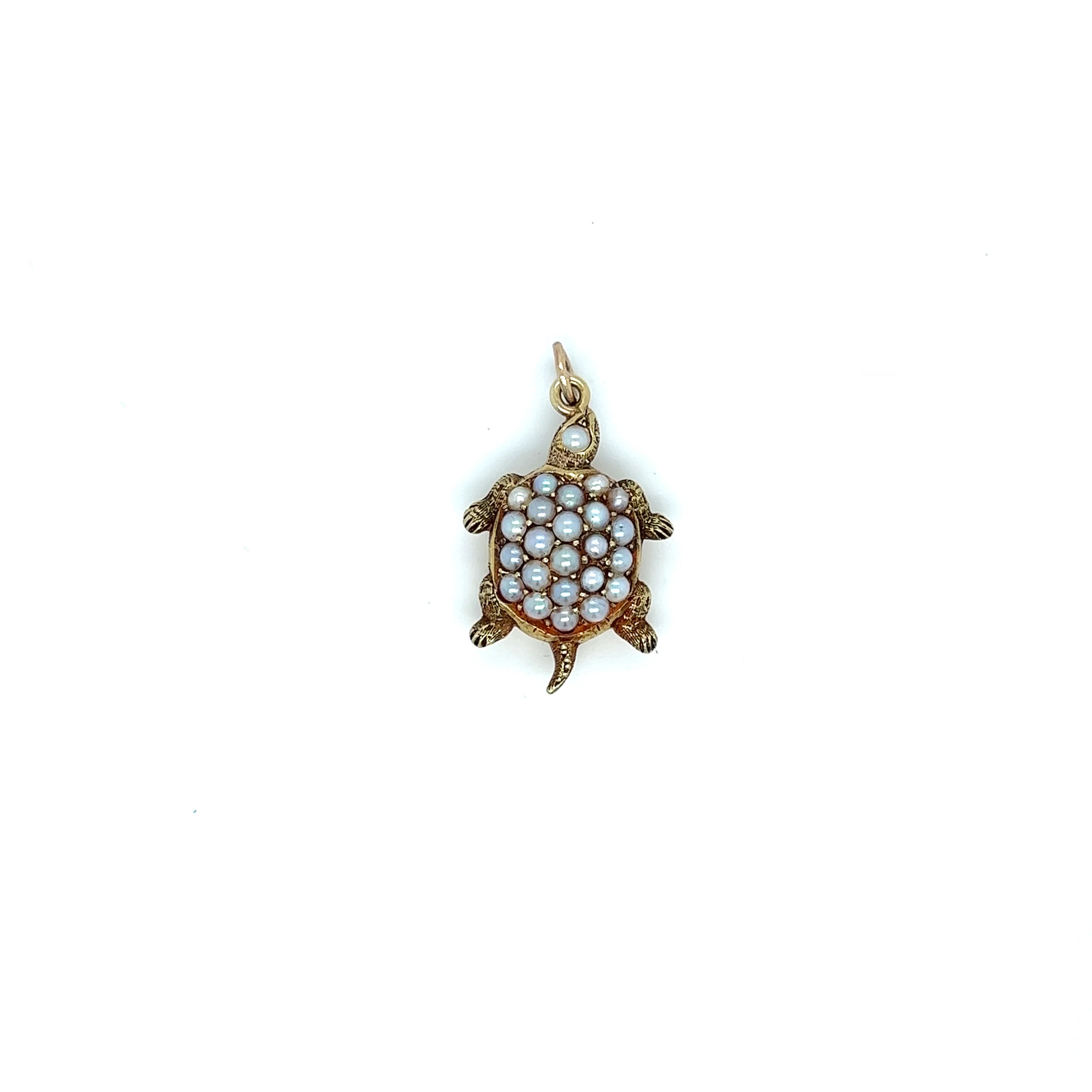 Antique Pearl Turtle Charm