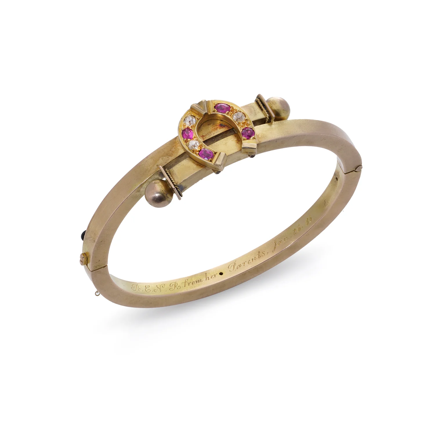Antique Ruby & Diamond Horseshoe Bangle - Image 3