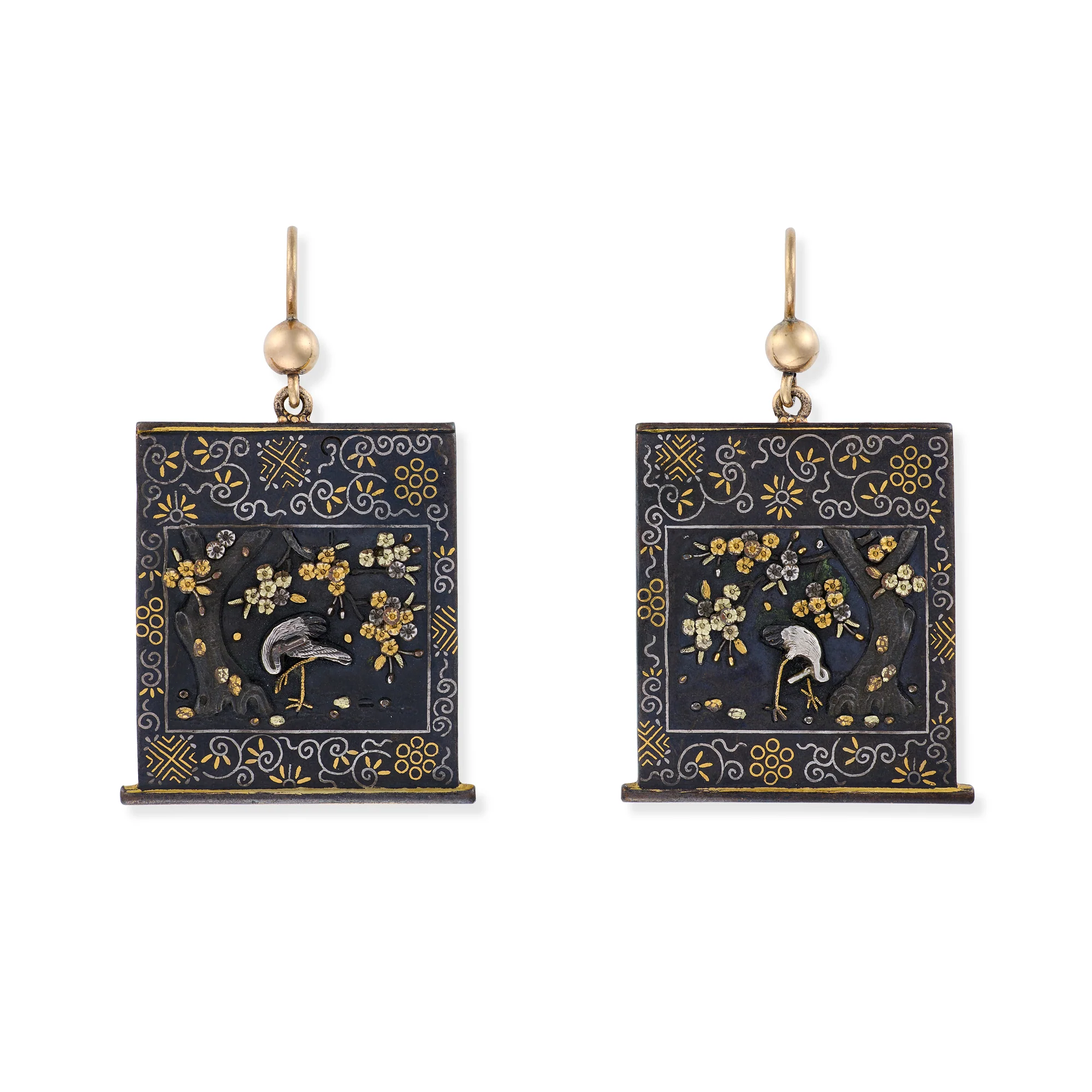 Antique Shakudo Earrings & Necklace Suite - Image 3
