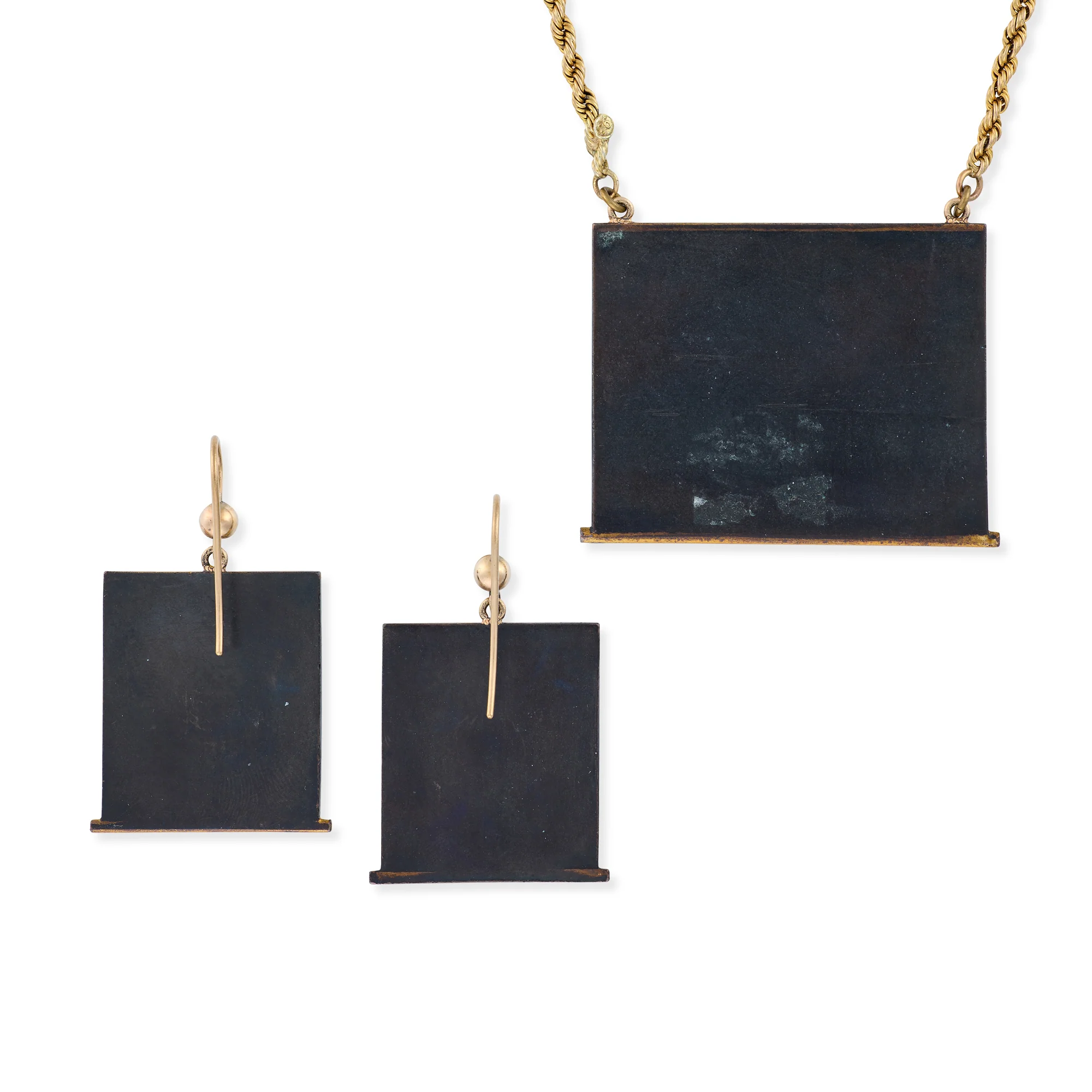 Antique Shakudo Earrings & Necklace Suite - Image 4