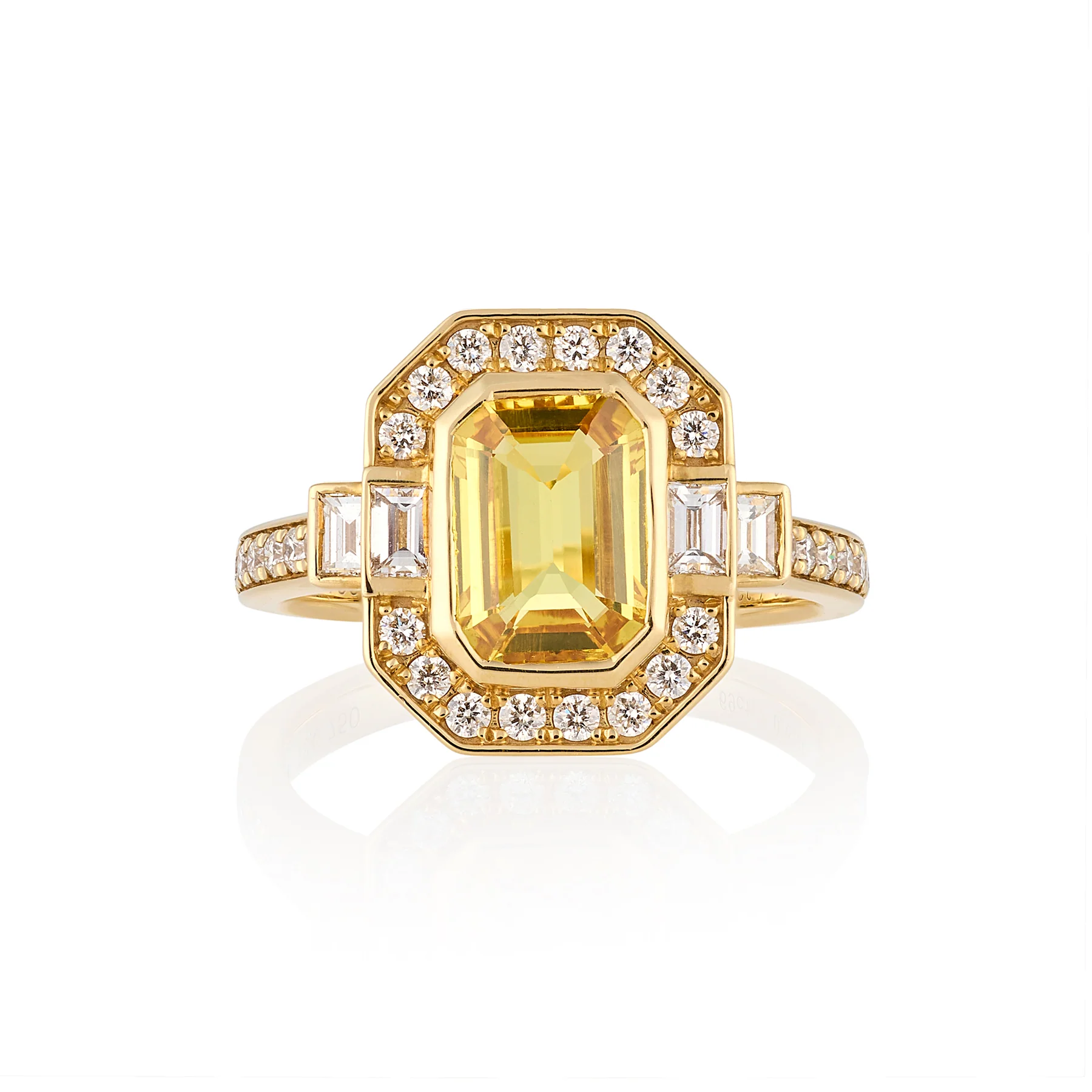 Art Deco Golden Sapphire & Diamond Ring