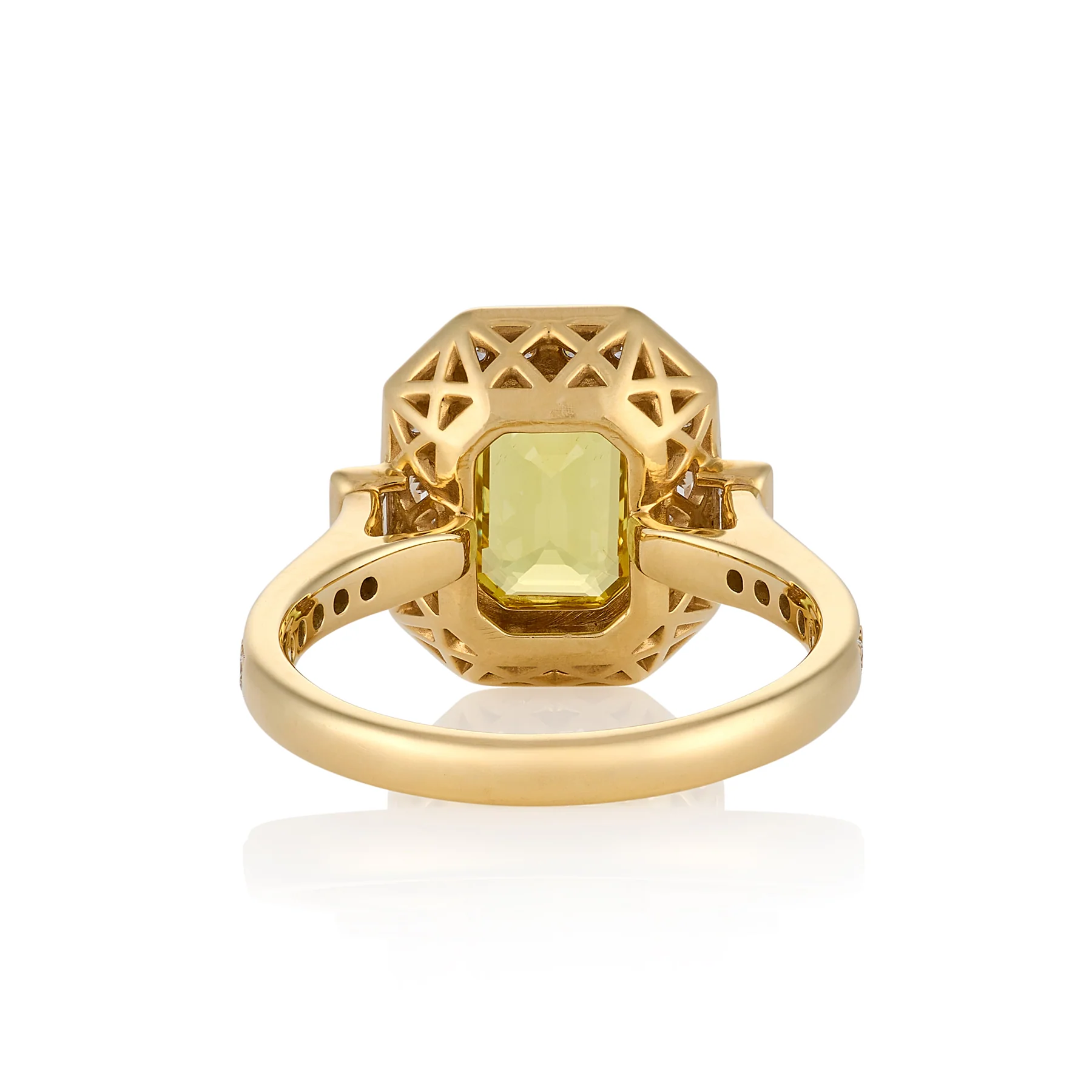 Art Deco Golden Sapphire & Diamond Ring - Image 3