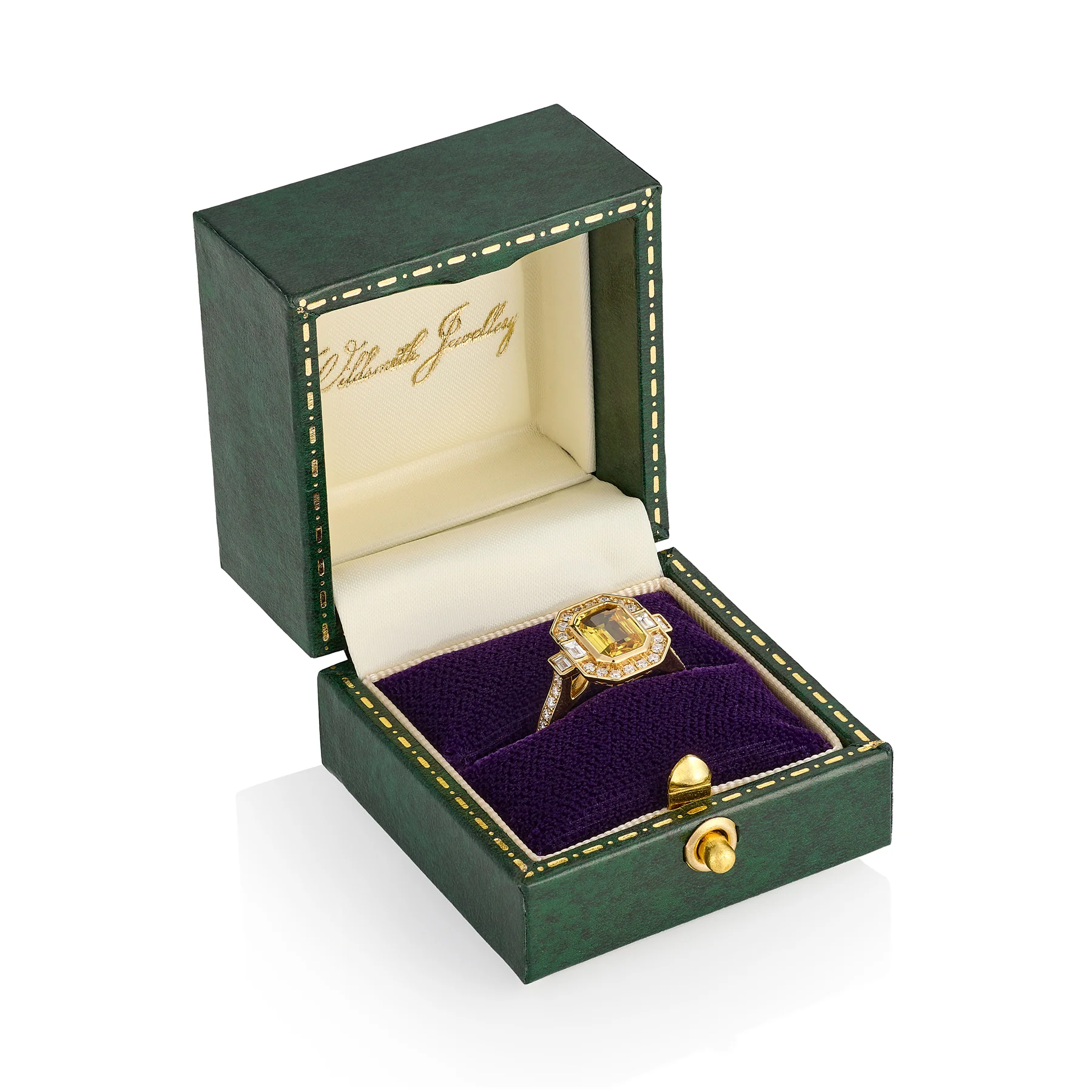 Art Deco Golden Sapphire & Diamond Ring - Image 4