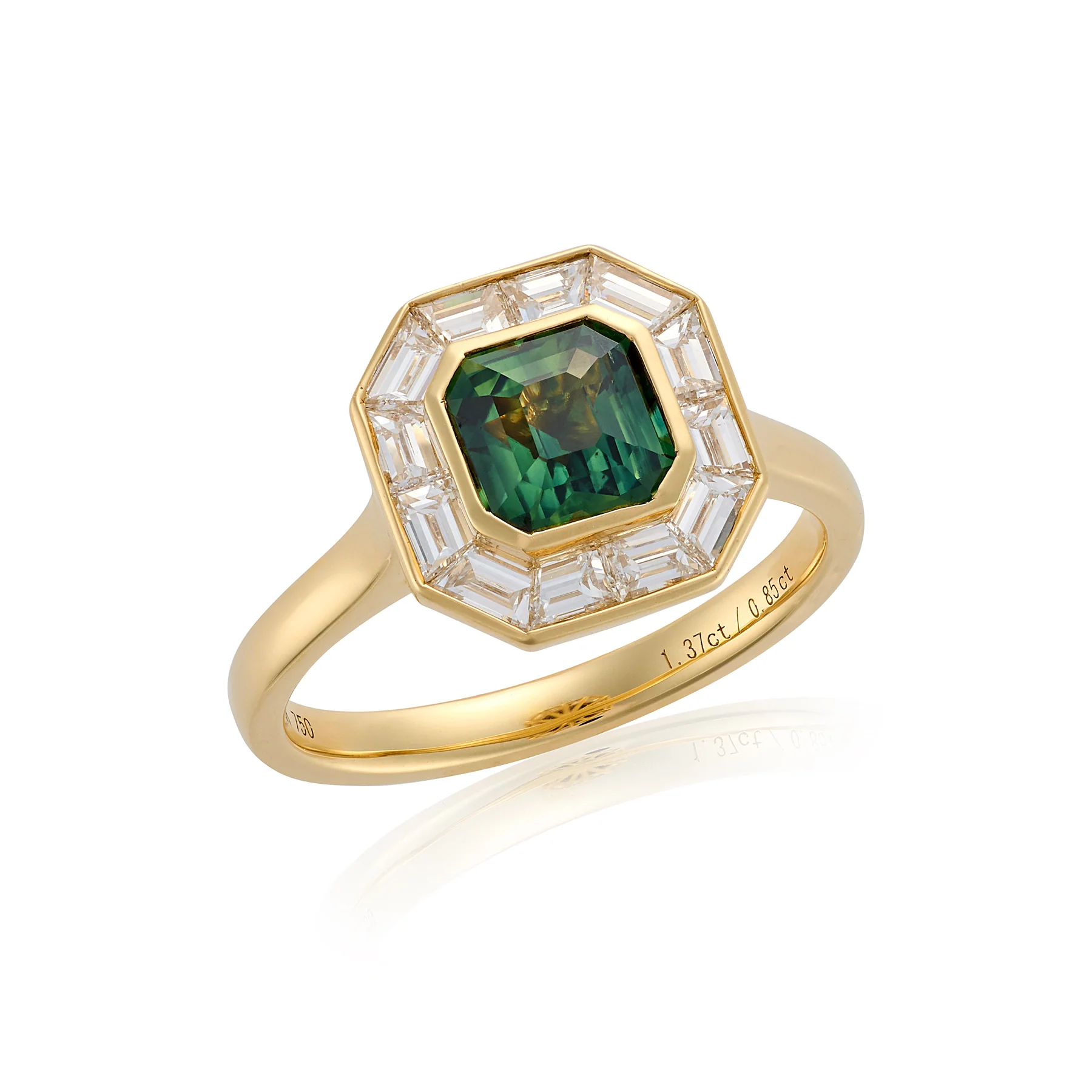 Art Deco Green Sapphire & Diamond Ring - Image 2