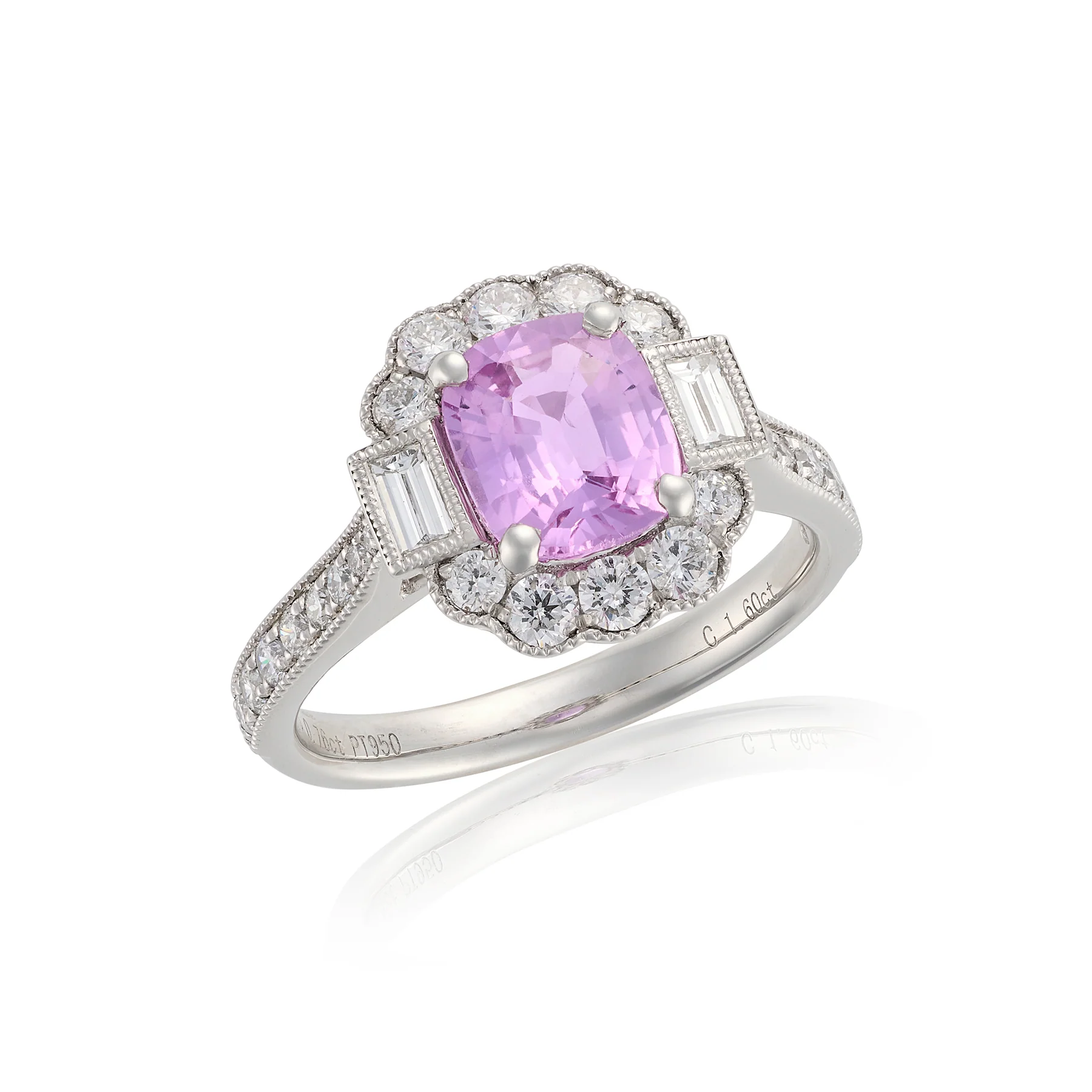 Art Deco Pink Sapphire & Diamond Ring - Image 2