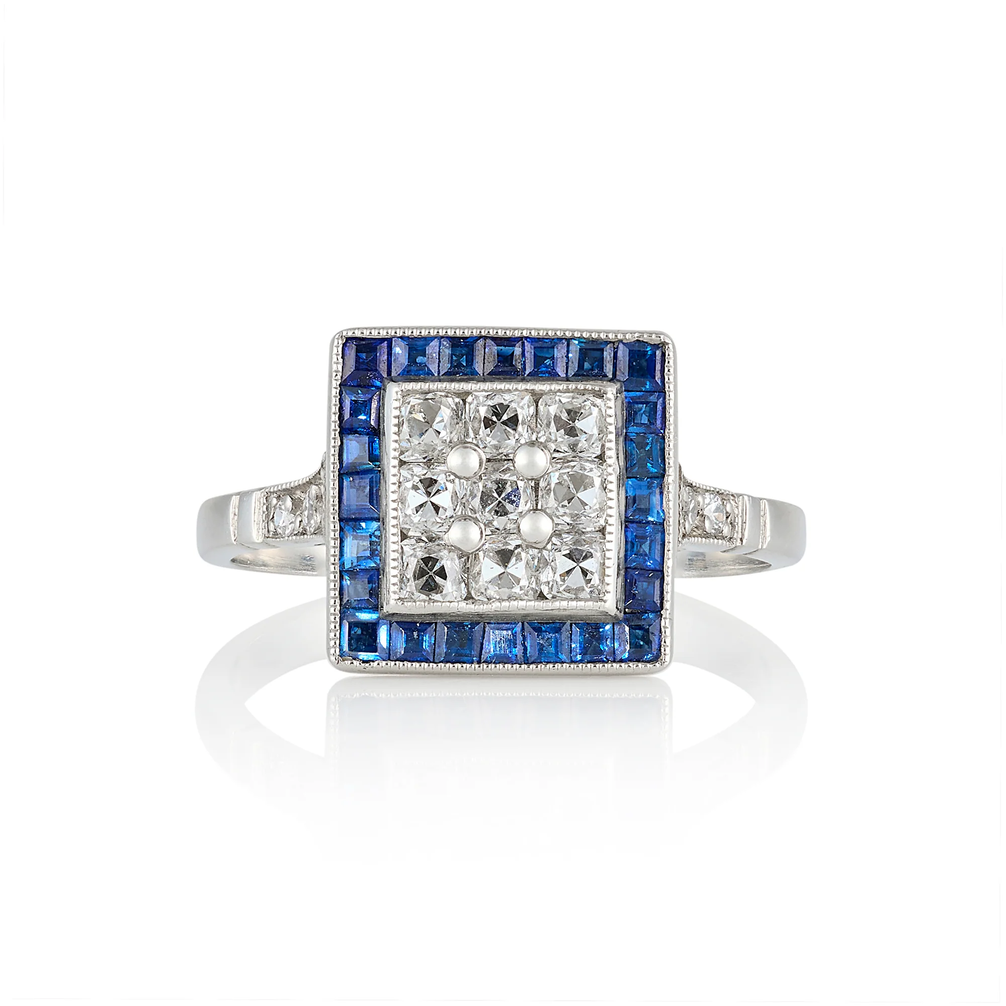 Art Deco Revival Sapphire and Diamond Ring