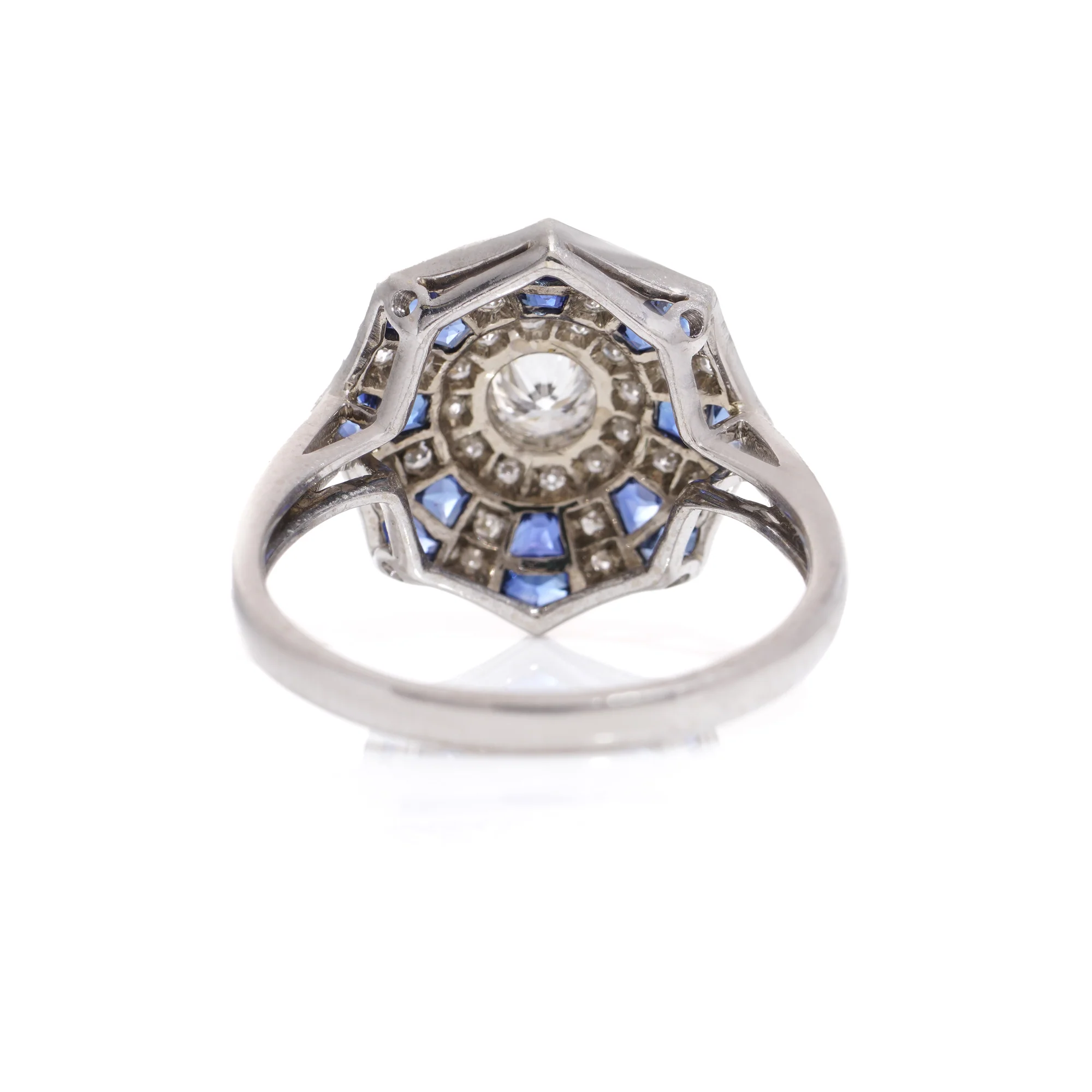 Art Deco Revival Sapphire & Diamond Ring - Image 5