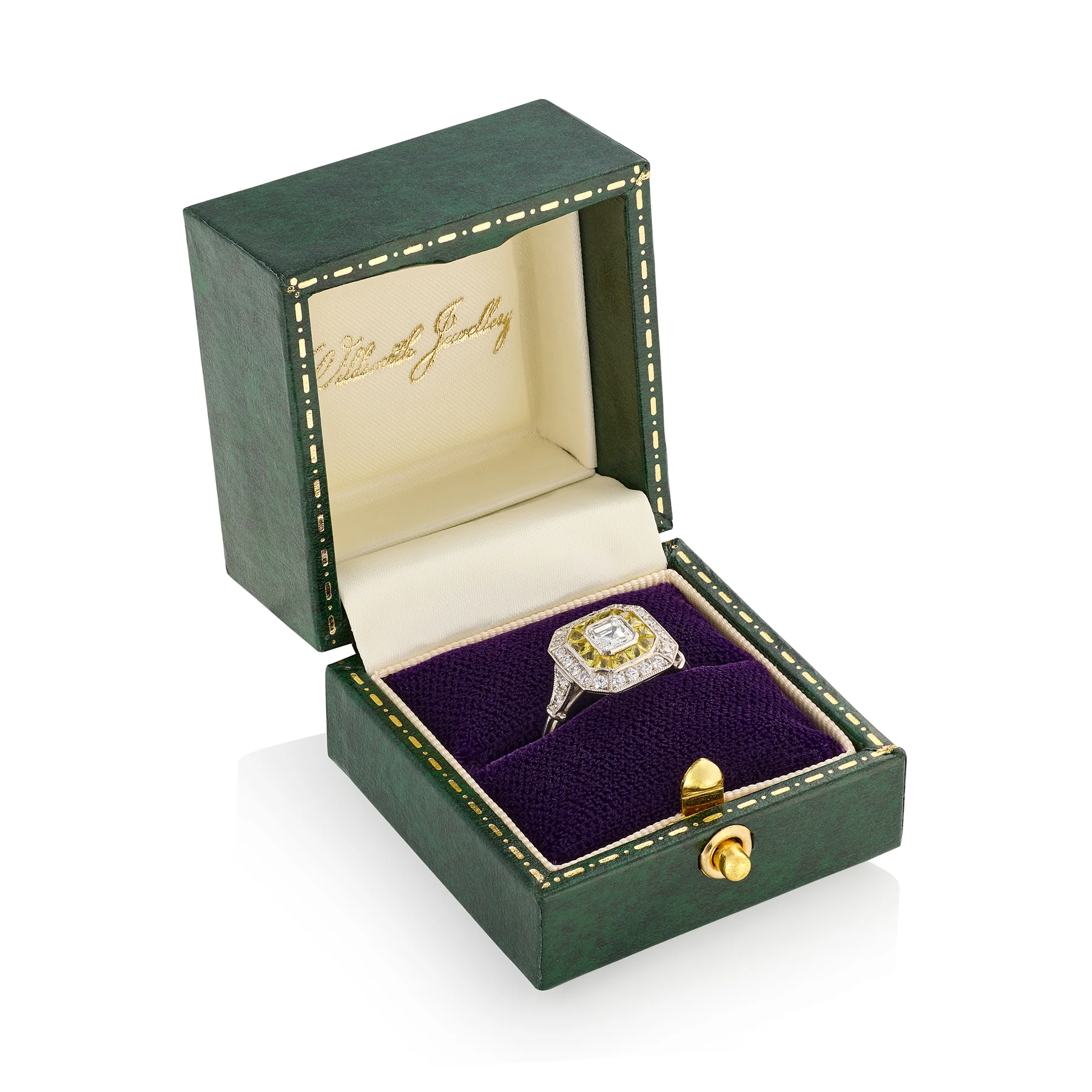 Art Deco Style Diamond and Yellow Sapphire Ring - Image 4