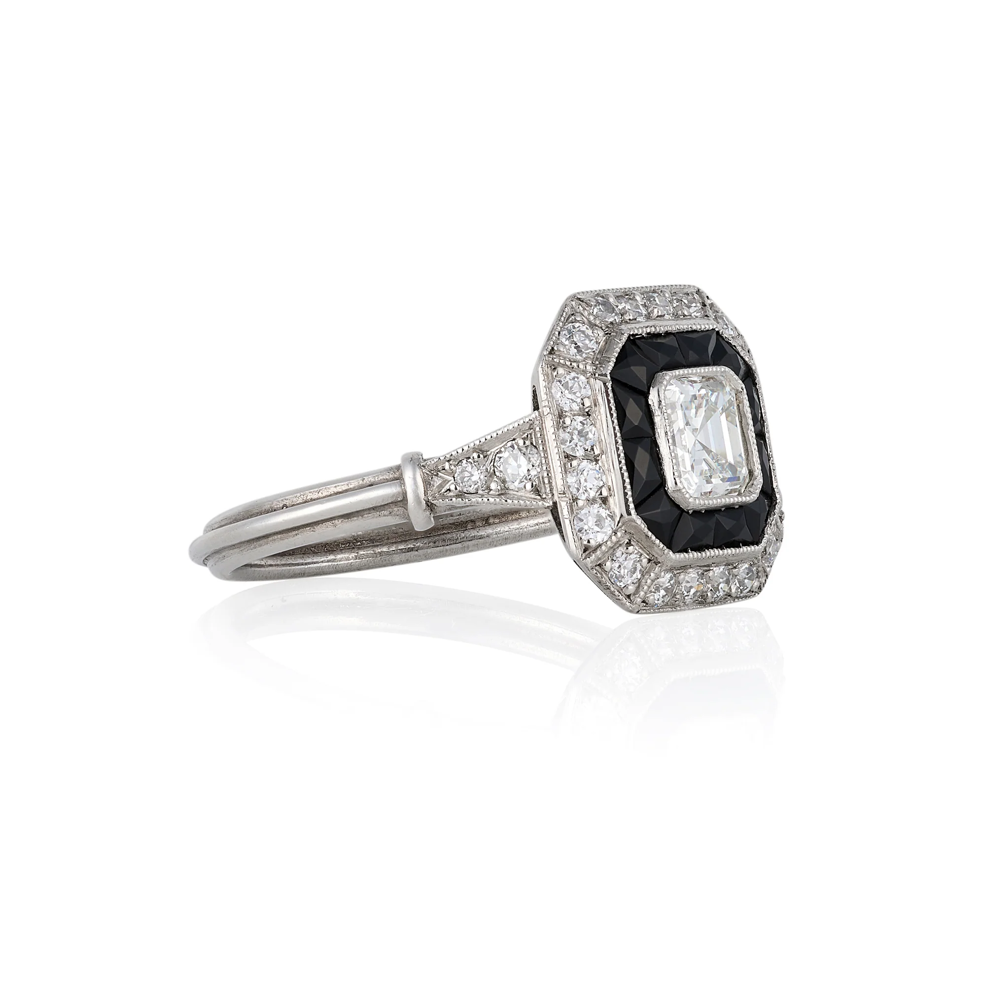 Art Deco Style Onyx & Diamond Ring - Image 2