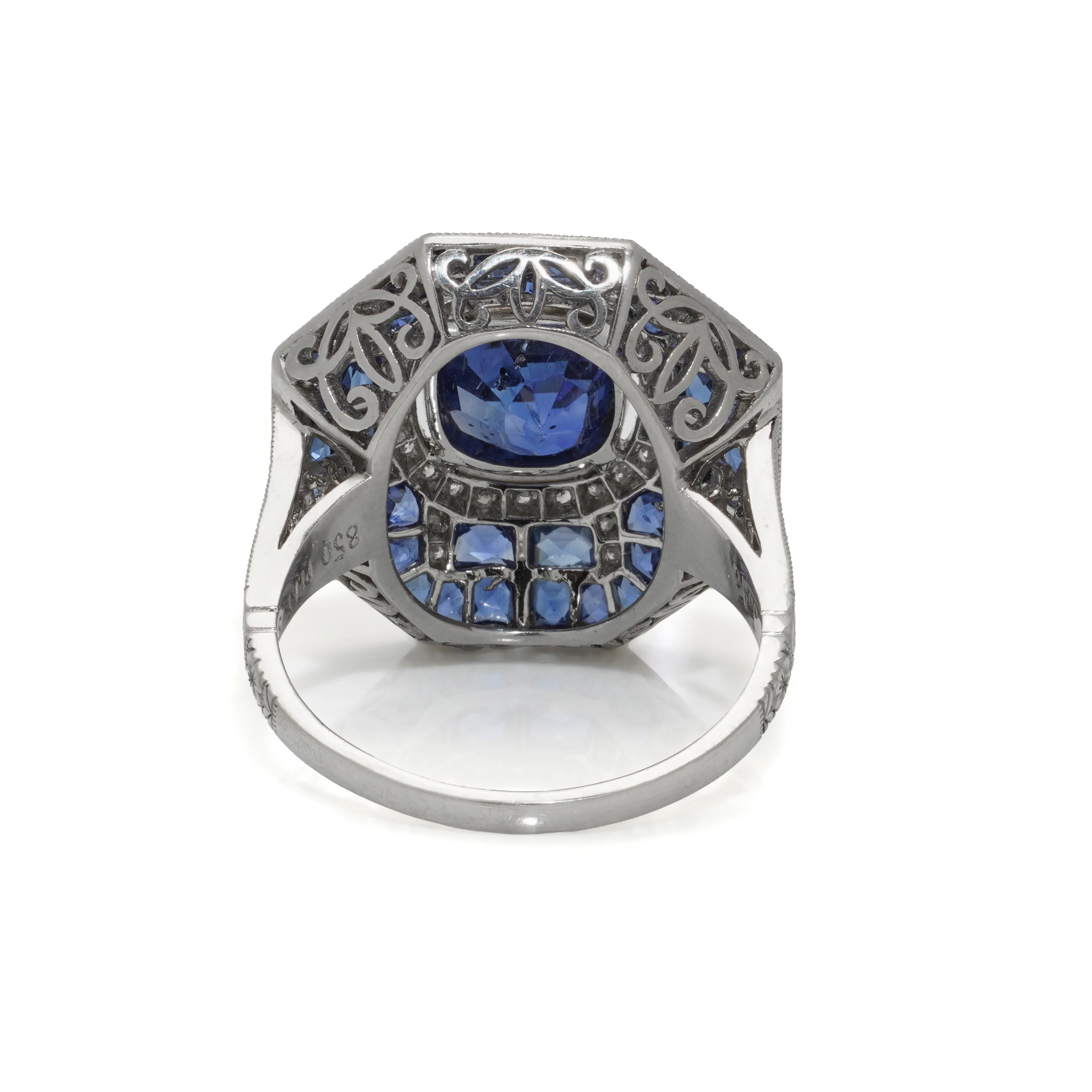 Art Deco Style Sapphire & Diamond Ring - Image 3